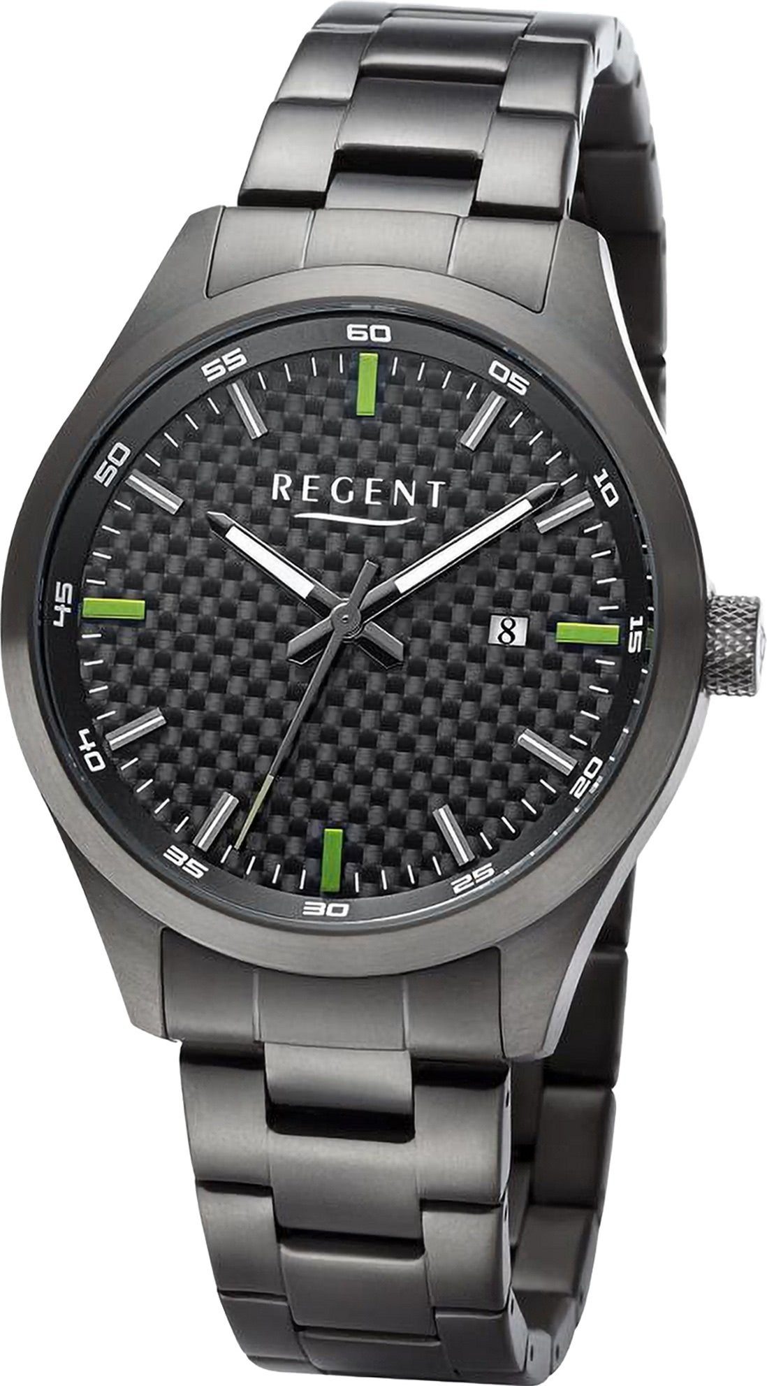 Regent Quarzuhr Regent Herren Armbanduhr Analog, Herren Armbanduhr rund, extra groß (ca. 42mm), Titanarmband