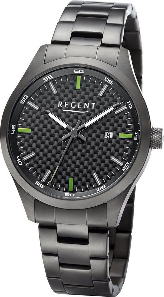 Regent Quarzuhr Regent Herren Armbanduhr Analog, Herren Armbanduhr rund,  extra groß (ca. 42mm), Titanarmband, Titangehäuse