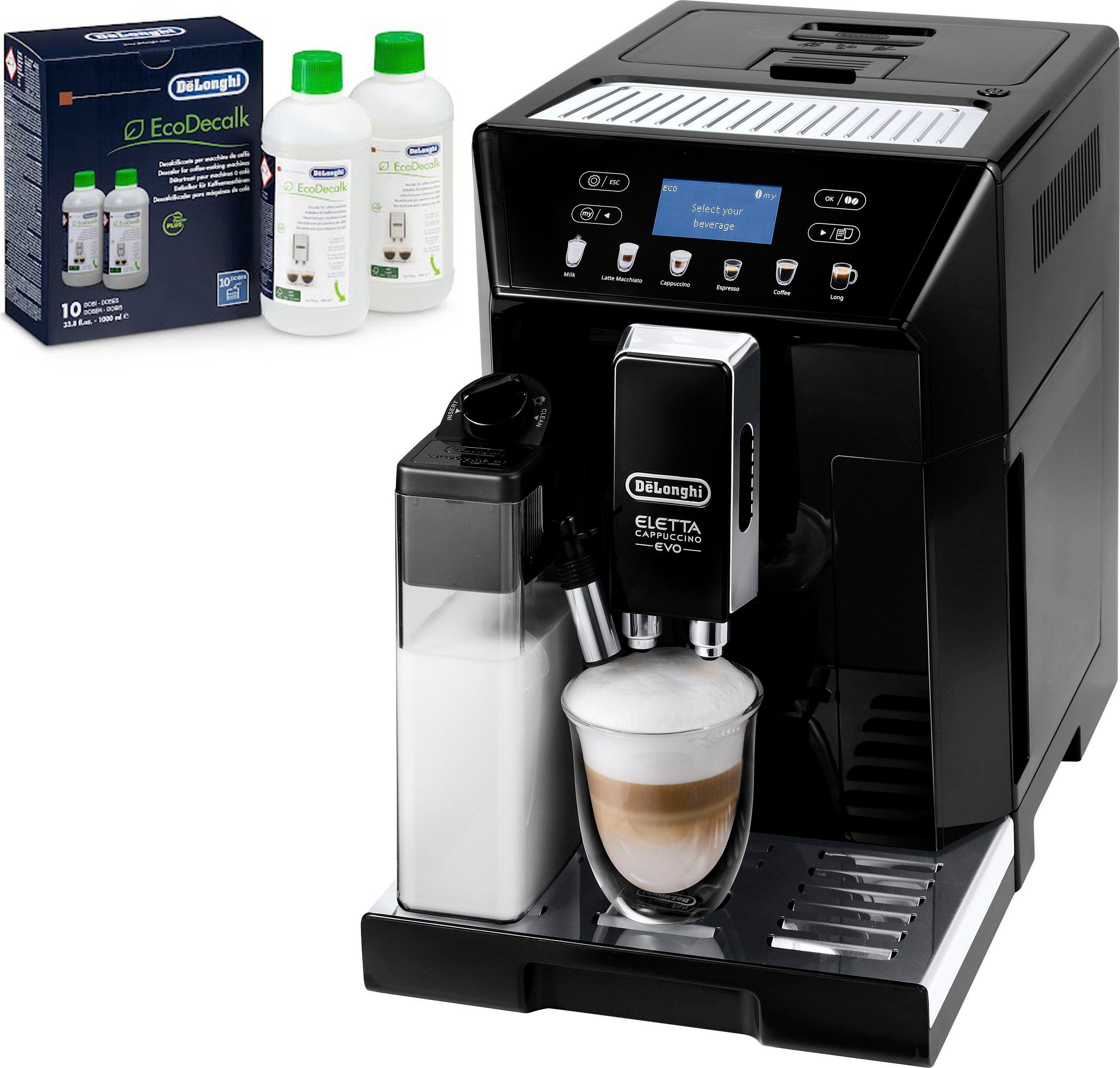 De'Longhi Kaffeevollautomat ECAM 46.860.B Eletta Evo, schwarz, inkl. Pflegeset im Wert von € 31,99 UVP | Kaffeevollautomaten