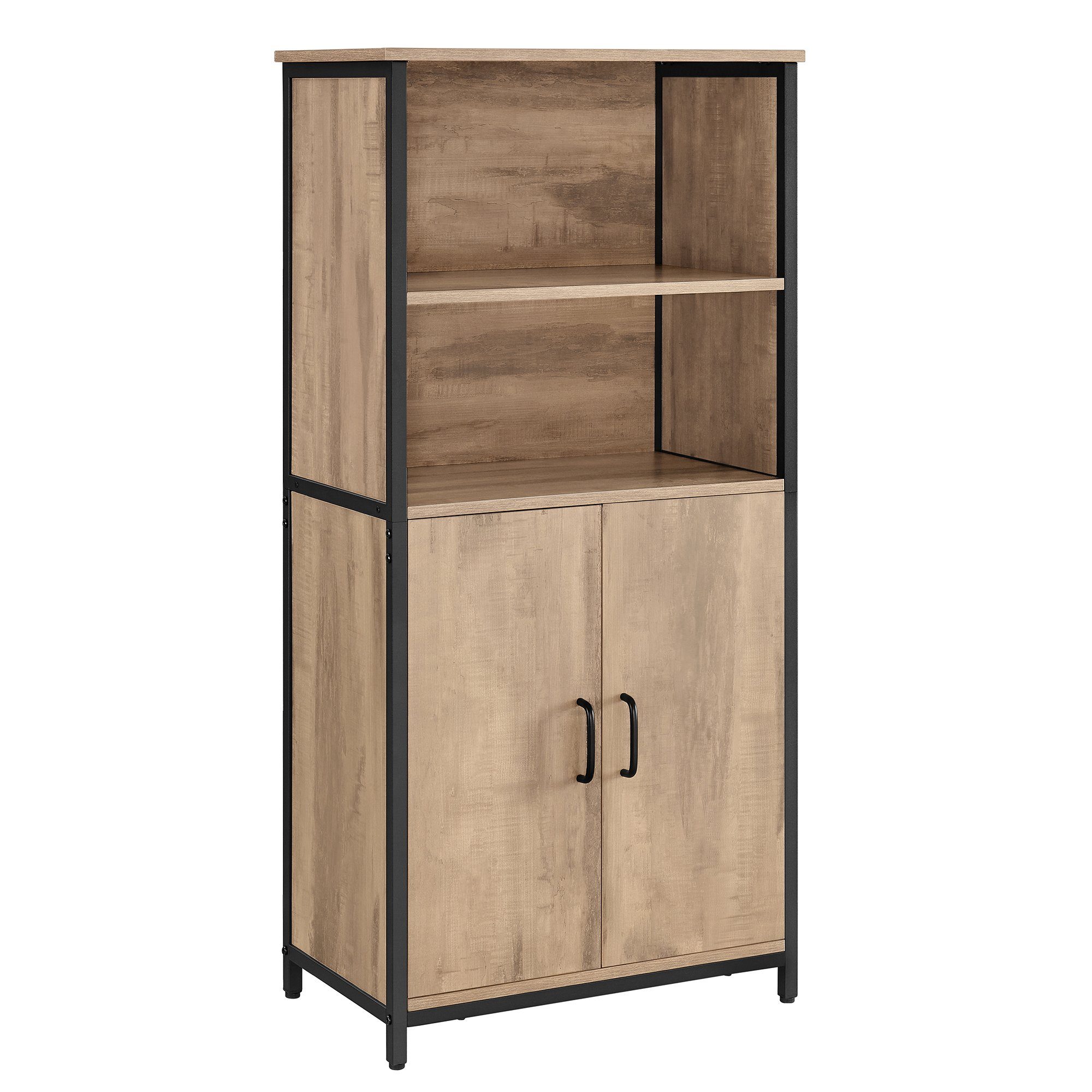 VASAGLE Highboard Küchenschrank, verstellbare Regalebene, 2 offenen Fächern