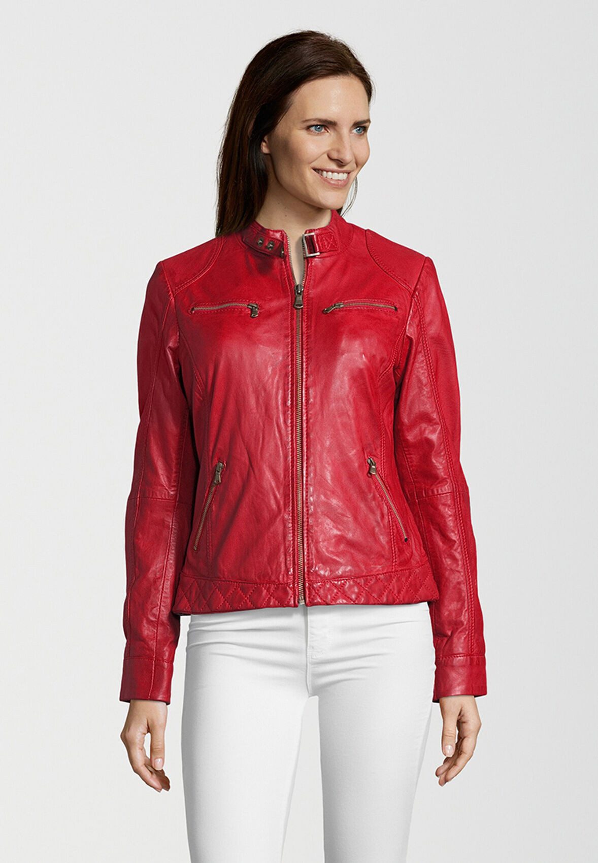 H.I.S Lederjacke SAIMINA (1-St) mit wattiertem Saum