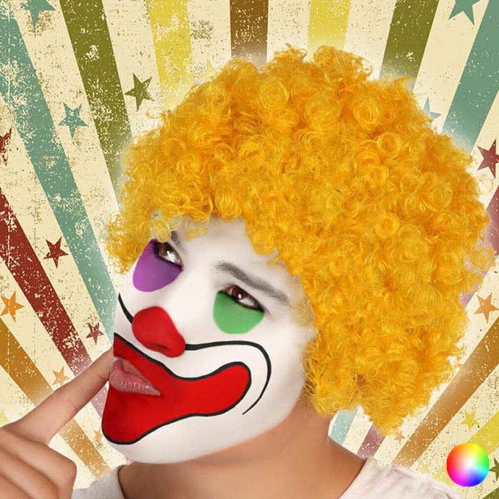 Bigbuy Kostüm Perücke mit lockigem Haar Clown 117564 Farbe: Gelb