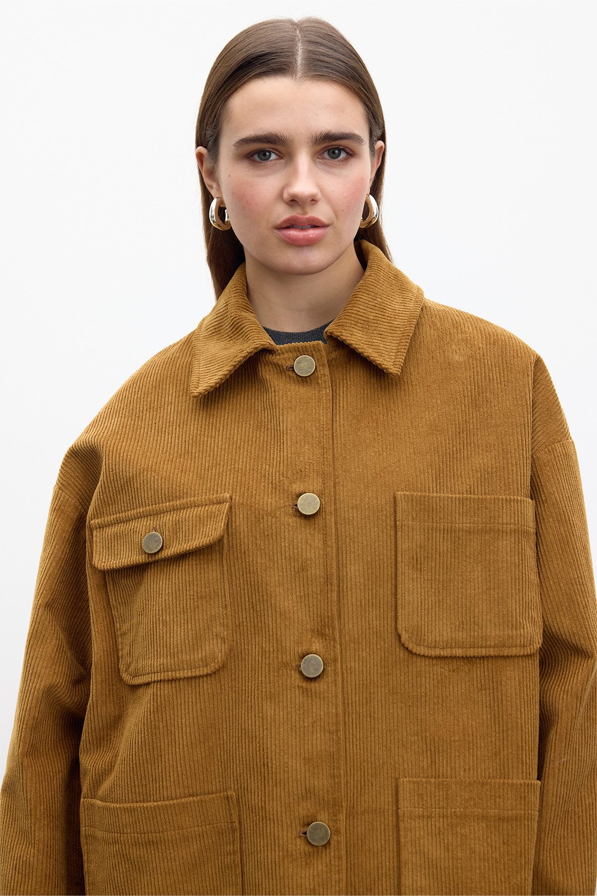 MANUKA Windbreaker Übergroße Veloursjacke in Rost