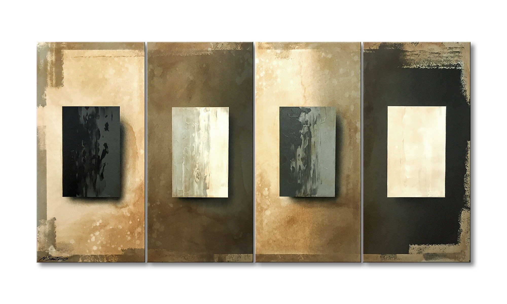 WandbilderXXL Gemälde Lost Place 200 x 100 cm, Abstraktes Gemälde, handgemaltes Unikat