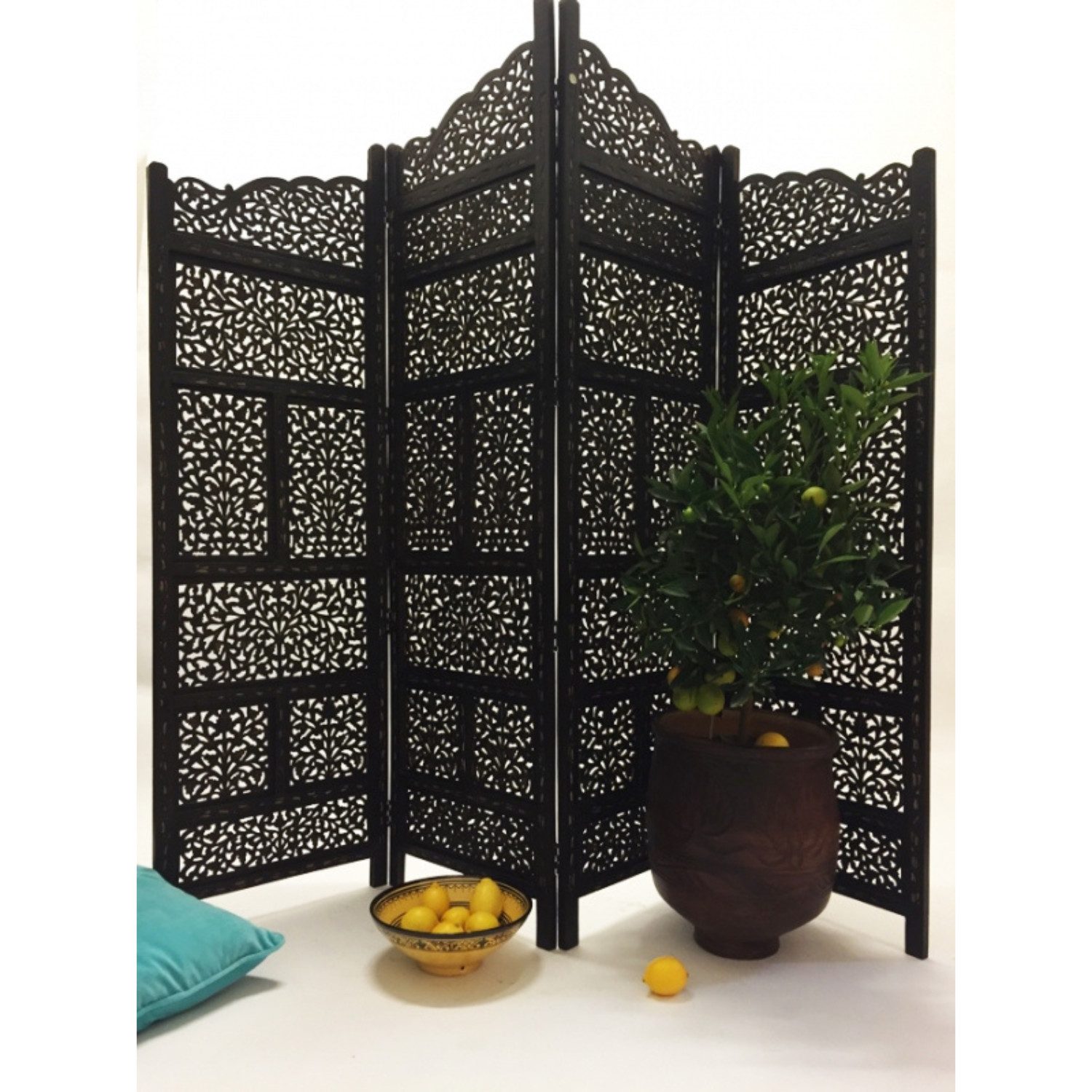 Marrakesch Orient & Mediterran Interior Paravent Orientalischer Paravent aus Holz saraswati (1 St), Handarbeit