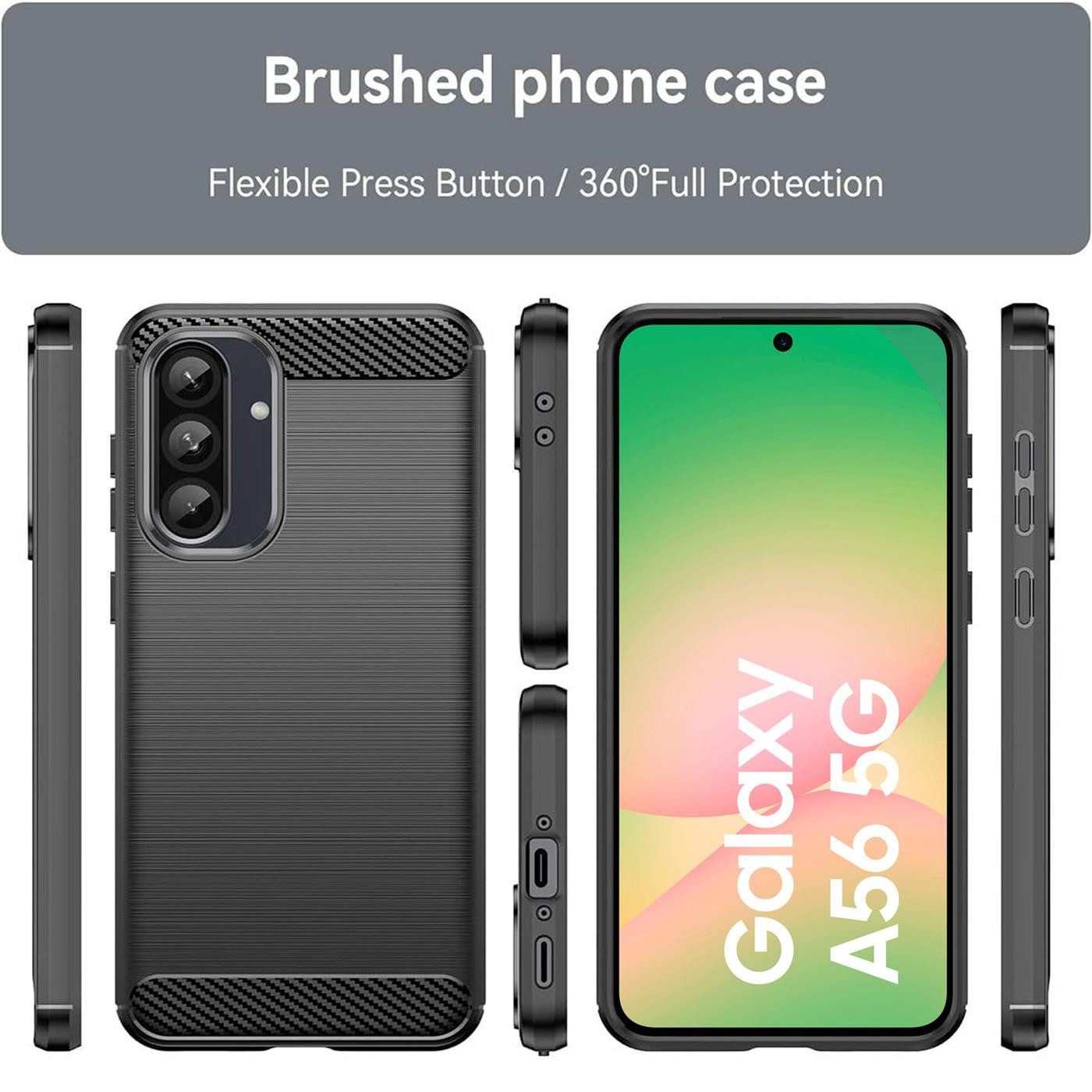 CoolGadget Handyhülle Carbon Handy Hülle für Samsung Galaxy A56 5G 6,7 Zoll, robuste Telefonhülle Case Schutzhülle für Samsung A56 5G Hülle – Bild 4 von 5