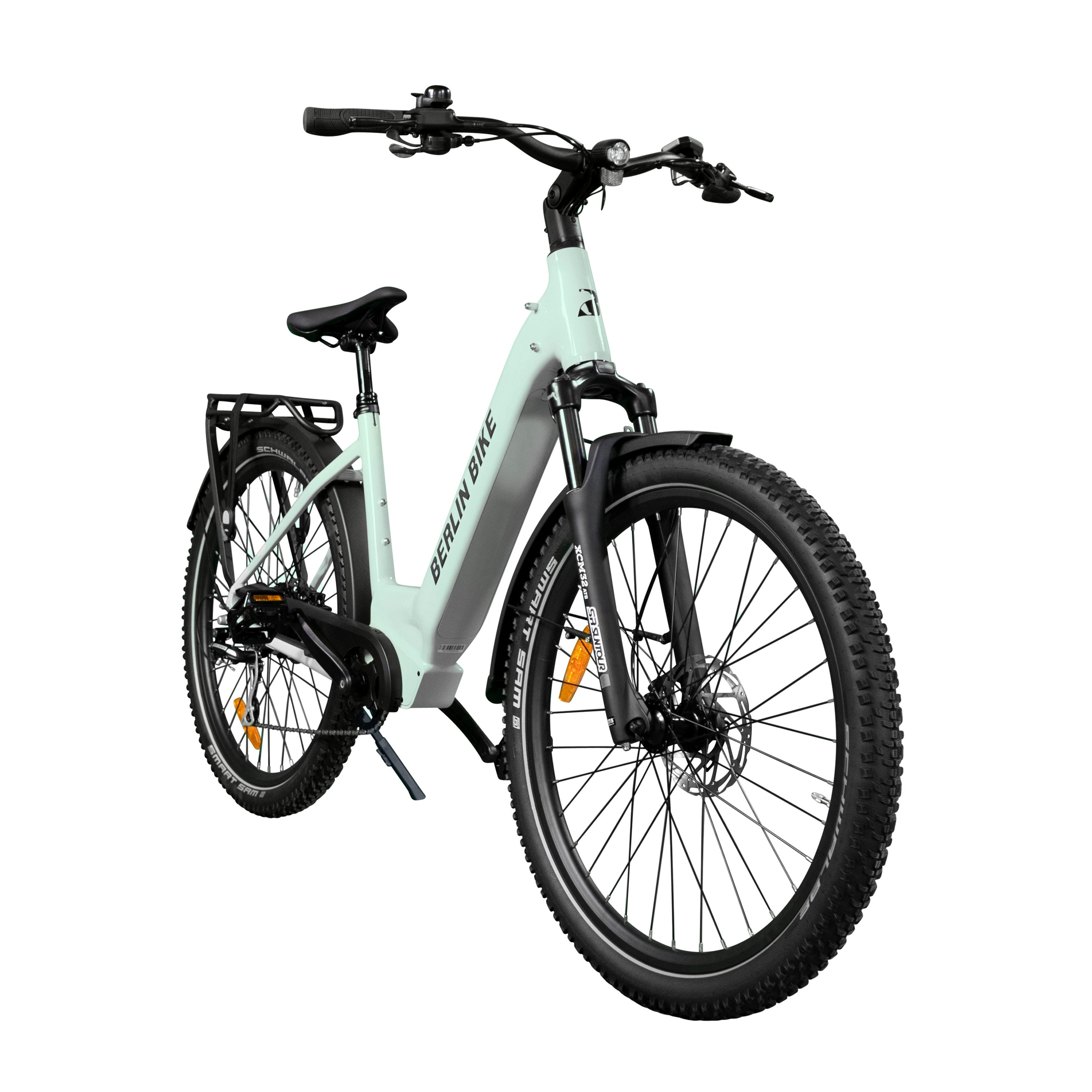 BERLIN BIKE E-Bike Trekkingrad SUV - Gelände, 27.5"x2.35" Reifen, Vollfederung, Reichweite ca.100 km, 8 Gang Shimano, Hinterradmotor, 720 Wh, (Hydraulische Scheibenbremsen, Ideal für Fahrer von 155 cm bis 195 cm Körpergröße), Aluminiumrahmen, Drehmomentsensor, Komfort E-Bike für Damen & Herren