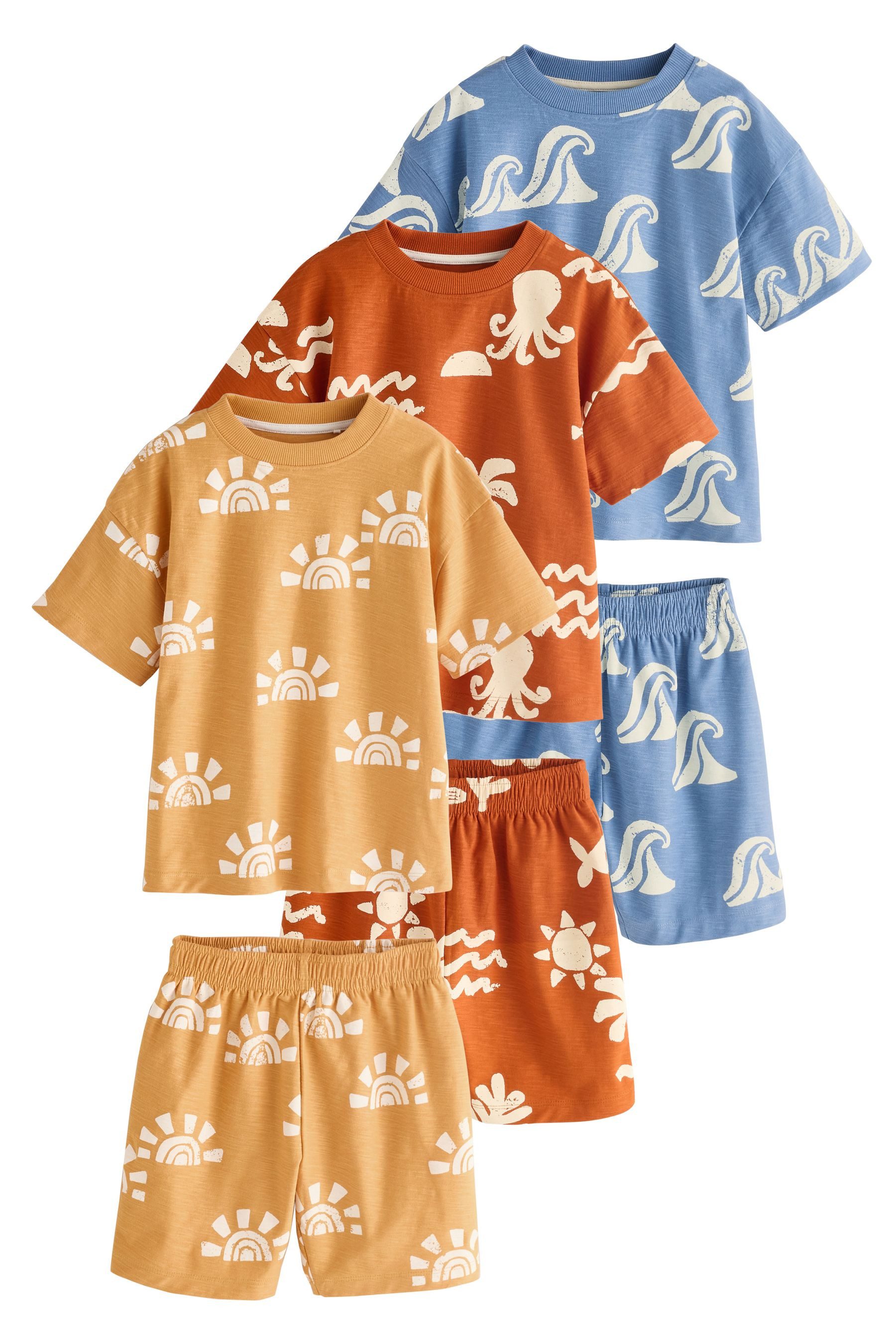 Pyjama Pyjamas mit Shorts aus 100 % Baumwolle, 3er-Pack