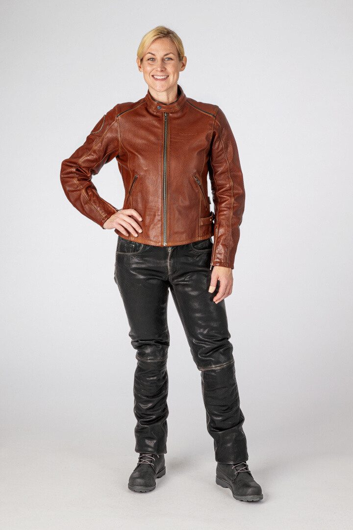 Halvarssons Motorradjacke Nyvall Damen Motorrad Lederjacke protektoren reißverschluss