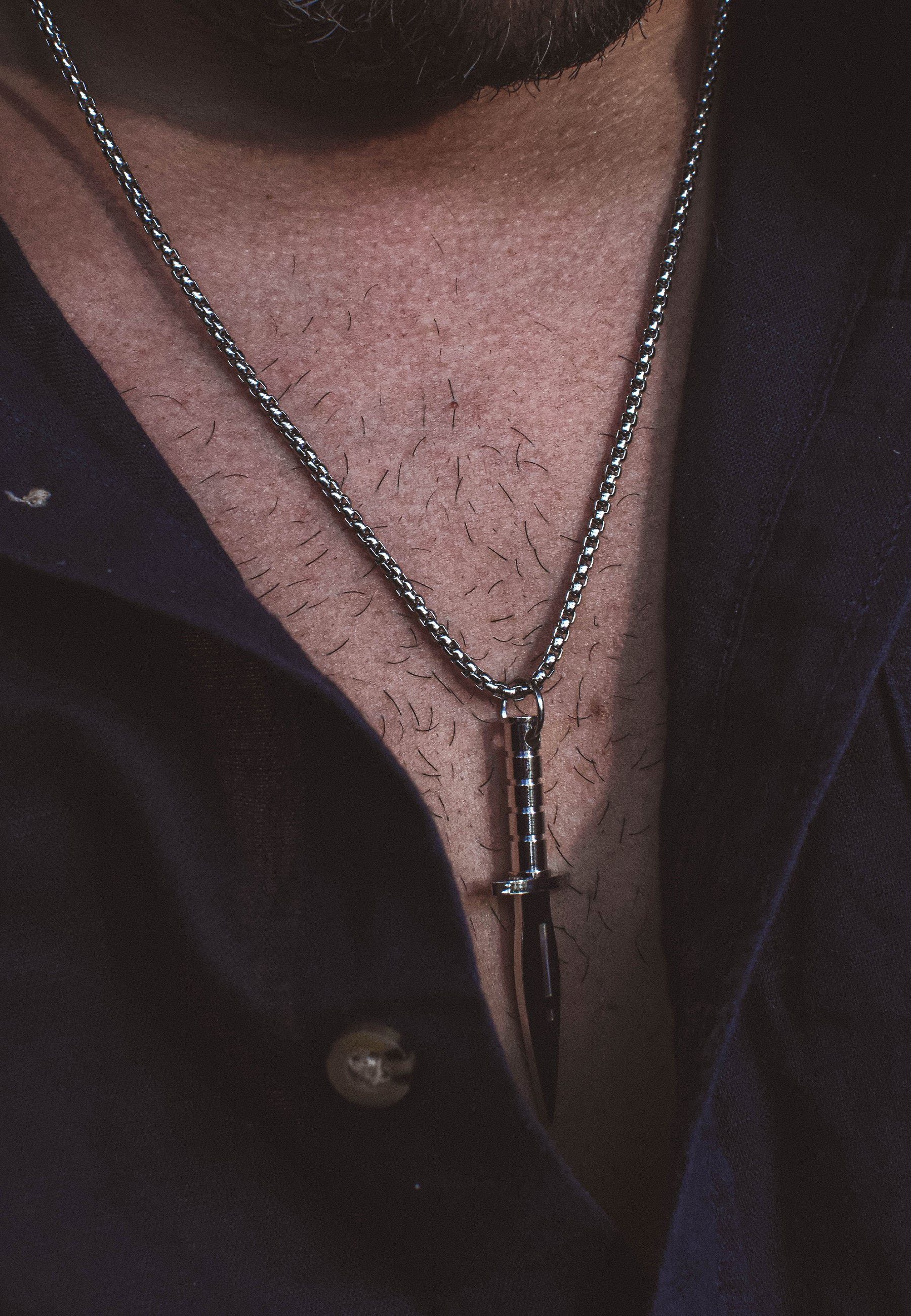 necklace Stainless aus Edelstahlkette Freedom (1-tlg), steel Baumwolle Sword Novux