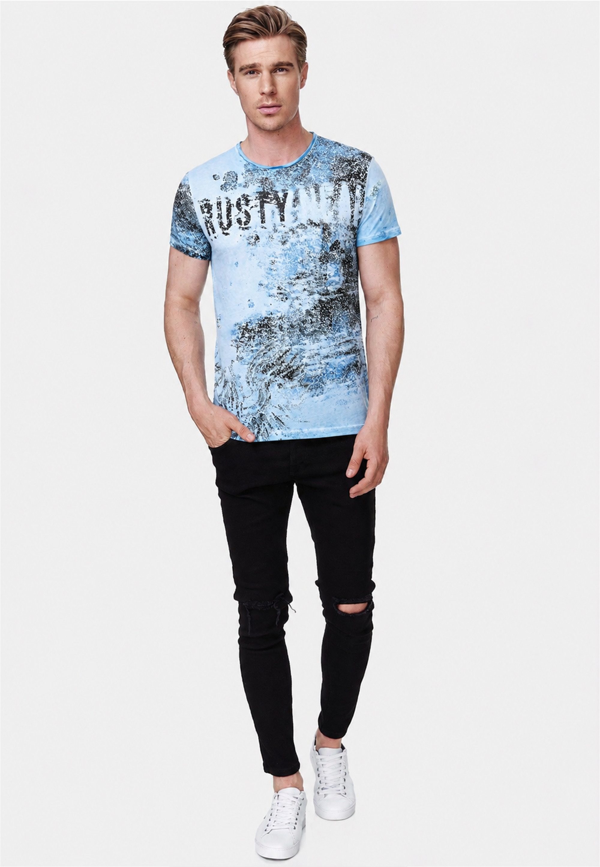 Rusty Neal T-Shirt 15327 mit großflächigem Print-Muster