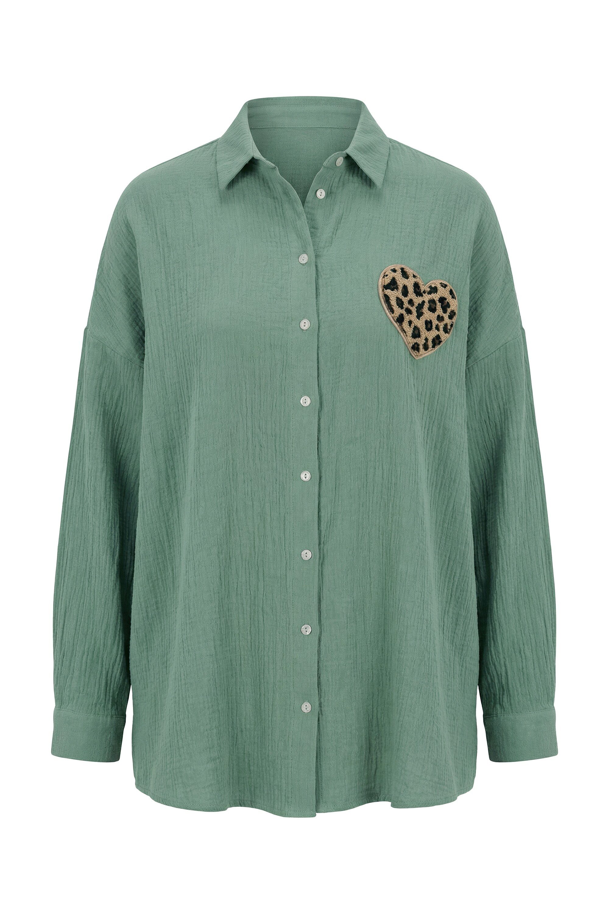 Studio Untold Hemdbluse Hemdbluse oversized Musselin Heart-Patch günstig online kaufen