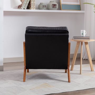 OKWISH Sessel Fernsehsessel Polsterstuhl Freizeitstuhl Relaxsessel Loungesessel (Stuhlbein besteht aus Gummiholz), PU Leder stoff