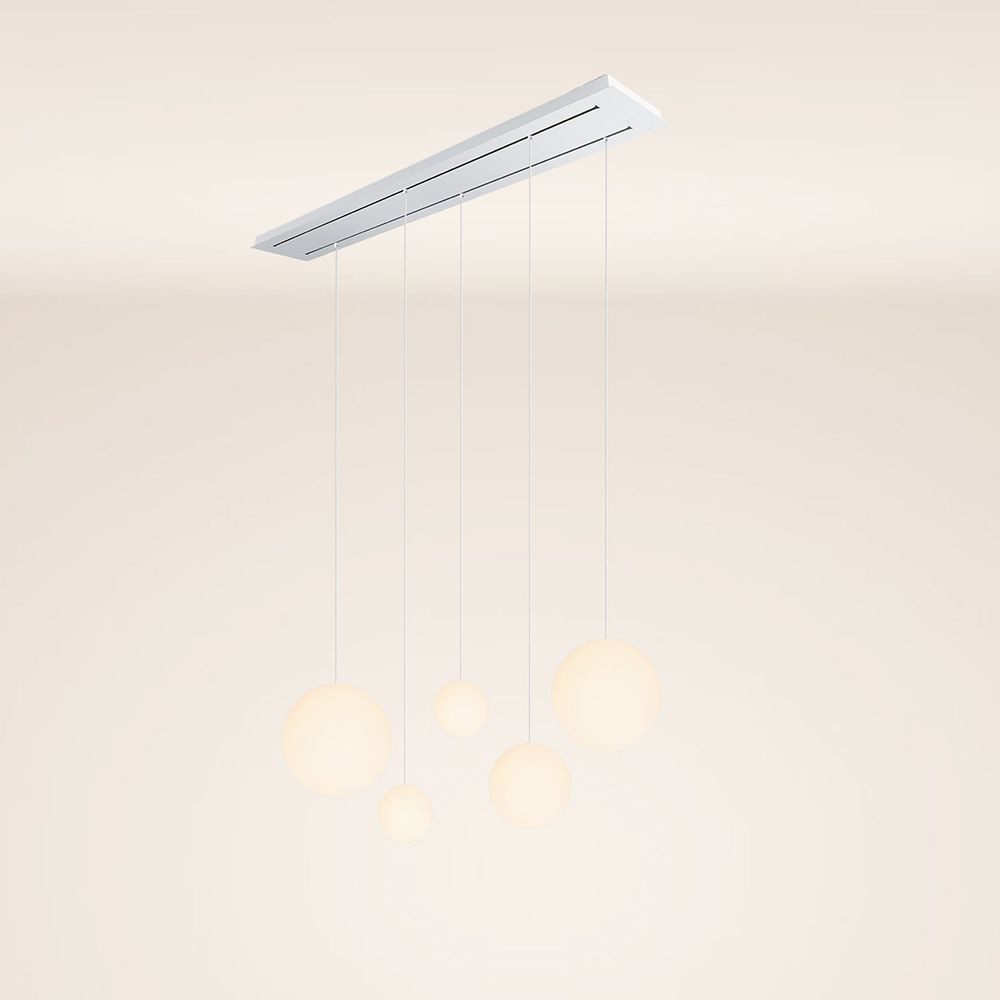 s.luce Pendelleuchte Orb 5-flammige Esstischlampe 2-reihig 160cm