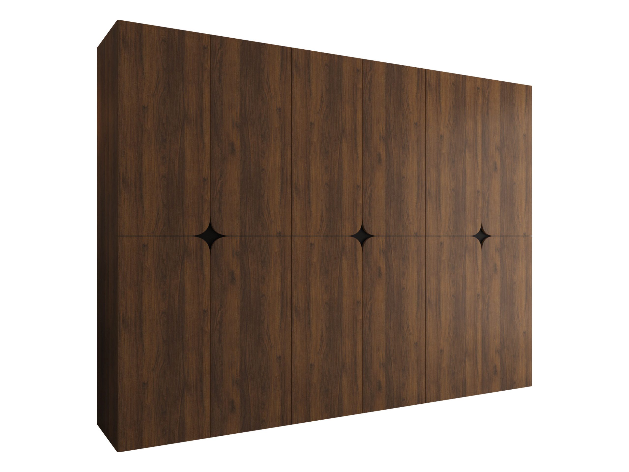 MIRJAN24 Kleiderschrank Espresso 270 (mit zwölf Drehtüren) sechs Kleiderstangen, Griffloses Öffnen, 270x50x203 cm