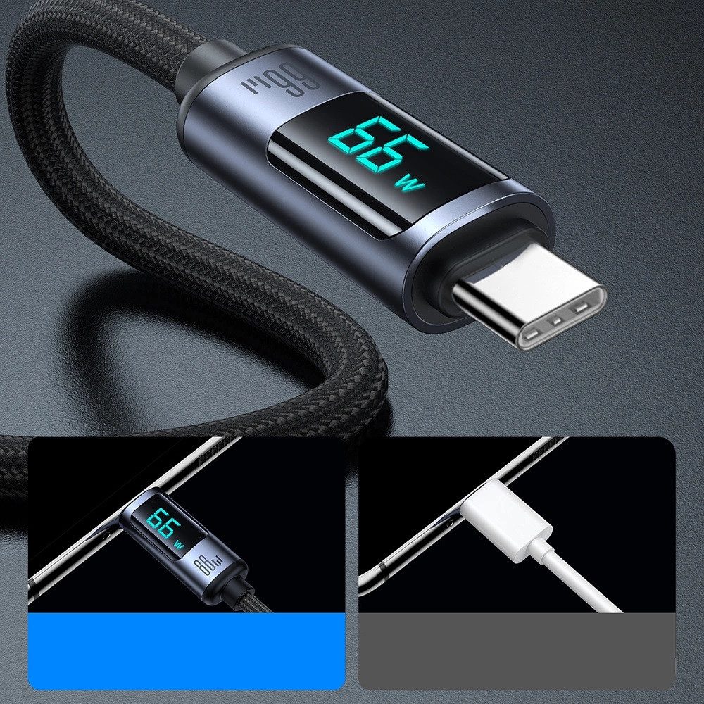 JOYROOM Schnellladekabel USB C - USB A Kabel 66W 1,2m mit LED-Anzeige Schwarz USB-Kabel, (120 cm)