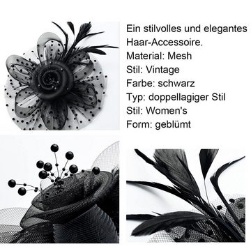 GLAMO Diadem Haarschmuck Hut Hochzeit Party tragen, elegant, Perlen, schwarz