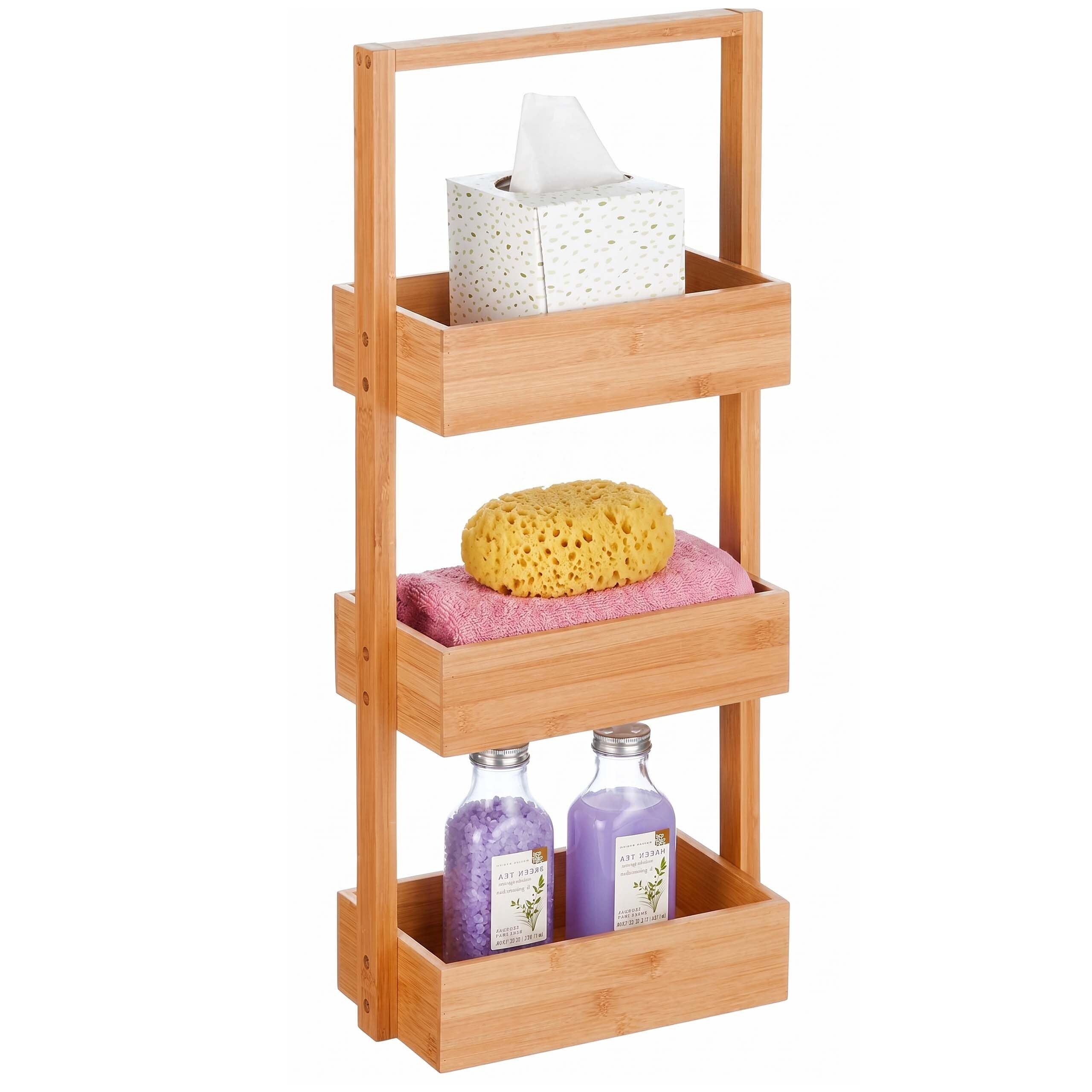 relaxdays Badregal Bambus mit 3 Ablagen, 1-tlg.