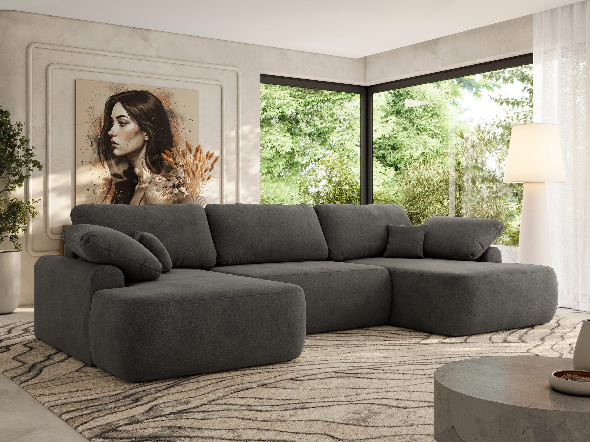 MKS MÖBEL Ecksofa CUBO U, Set, Wohnlandschaft U-Form, Wellenfedern, HR35-Schaum, form, Sofa big XXL, Bettkasten, Bettfunktion, Eckcouch