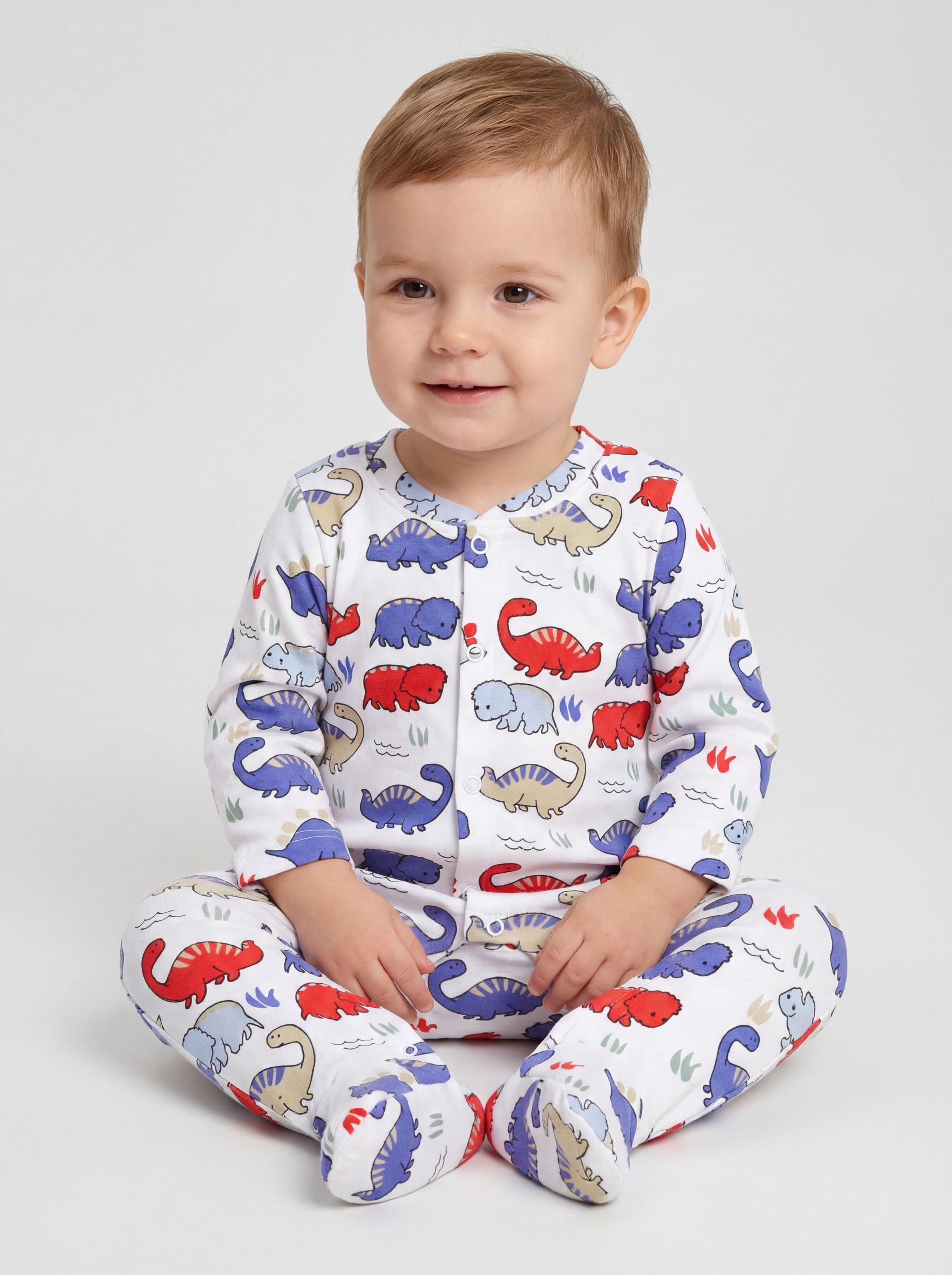 TupTam Schlafoverall Baby Jungen Schlafstrampler Langarm Schlafanzug mit Fuß 3er Pack – Bild 3 von 5