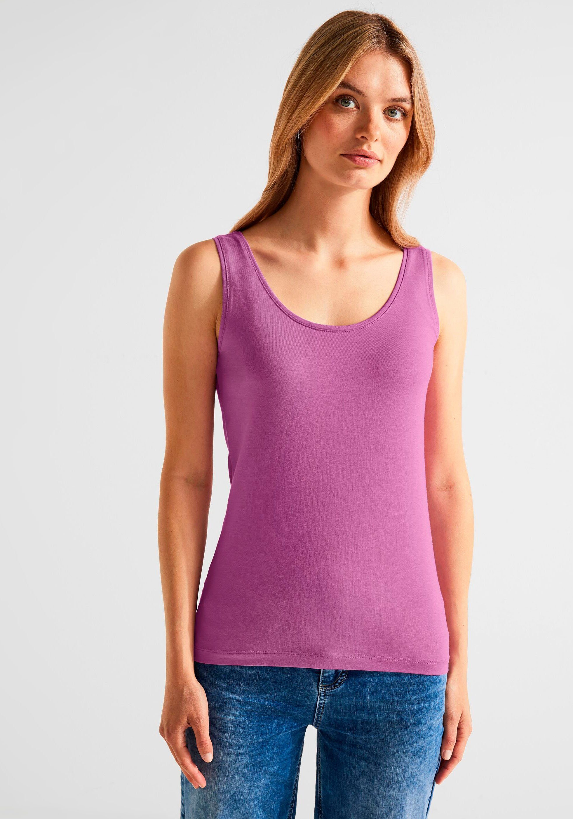 STREET ONE Tanktop Style mit Anni Top in Unifarbe metal lilac Rundhalsausschnitt