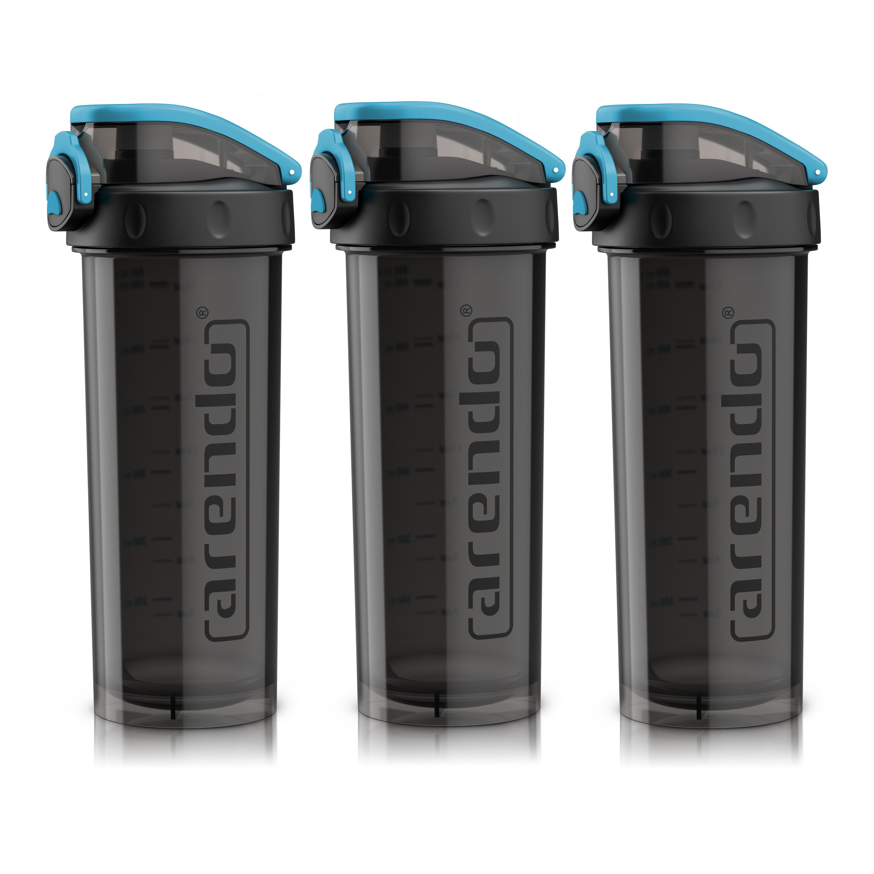 Arendo Protein Shaker 3er Set Proteinshaker Shaker 800 ml BPA-frei, Kunststoff, (3-tlg), Eiweiß Mixbecher, BPA-frei, für unterwegs, Yoga, Fitness, Sport