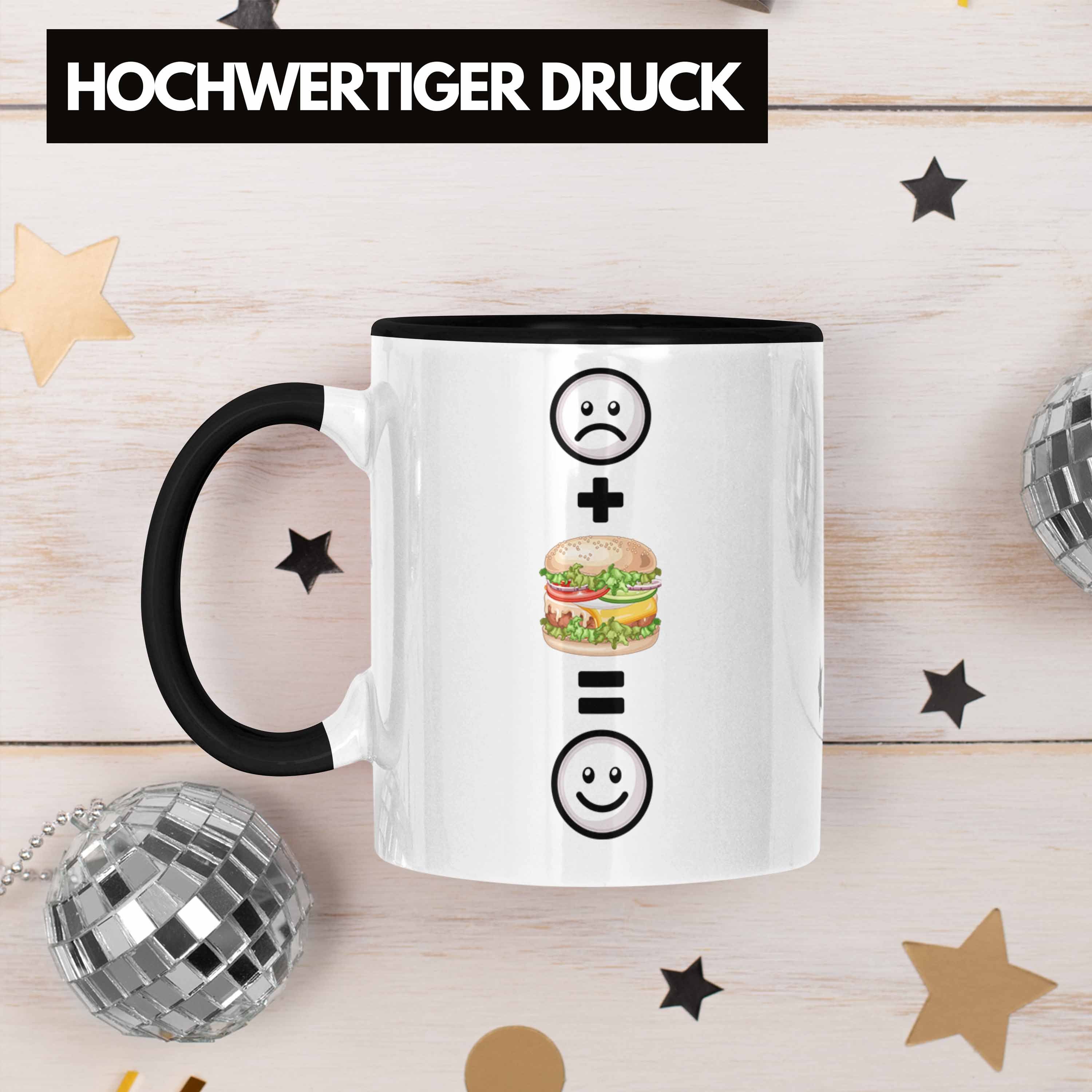 Geschenk für Trendation Burger Tasse Schwarz Burger-Liebhaber Lustige Geschenkidee :(B Tasse
