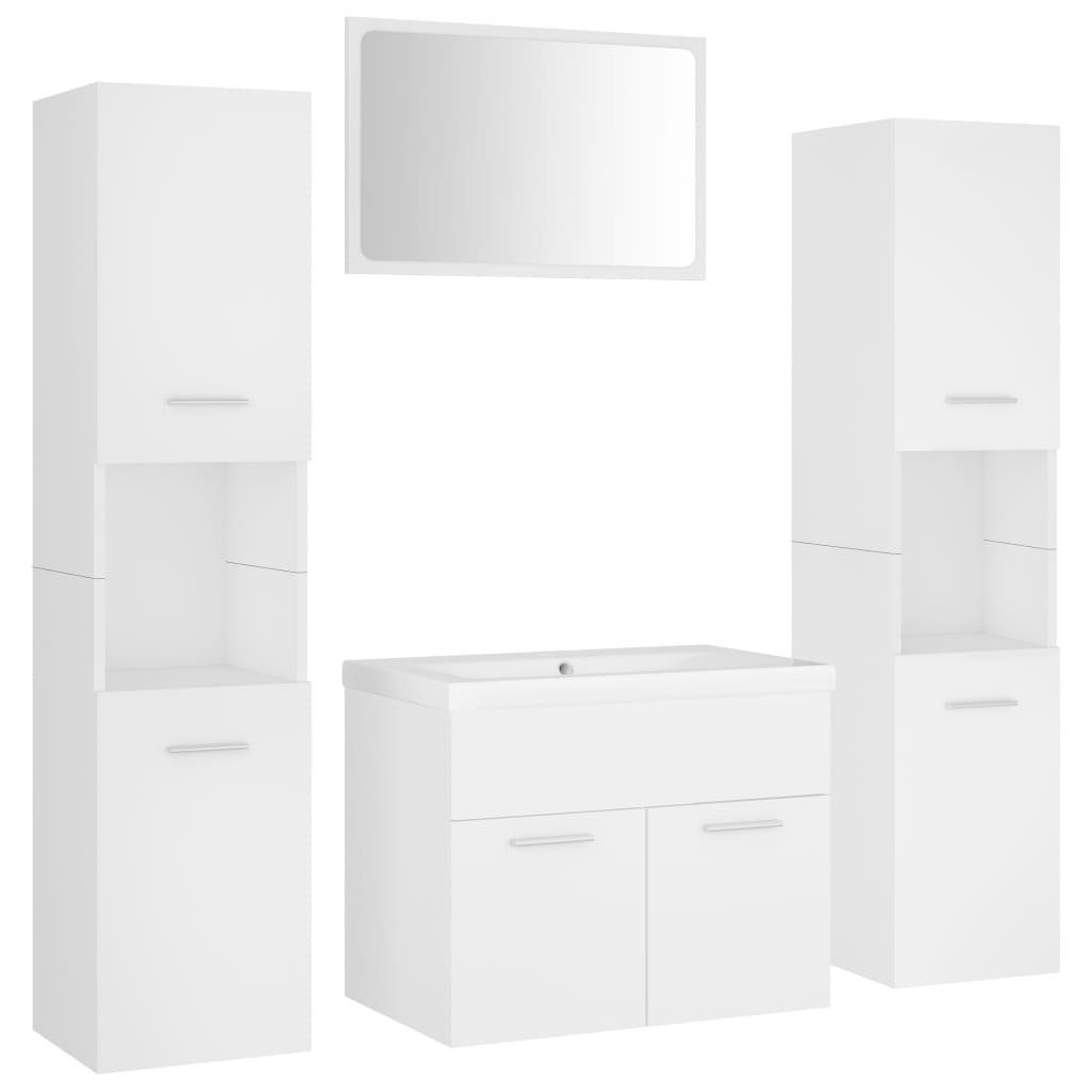 vidaXL Badezimmer-Set Badmöbel-Set Weiß Holzwerkstoff, (1-St)