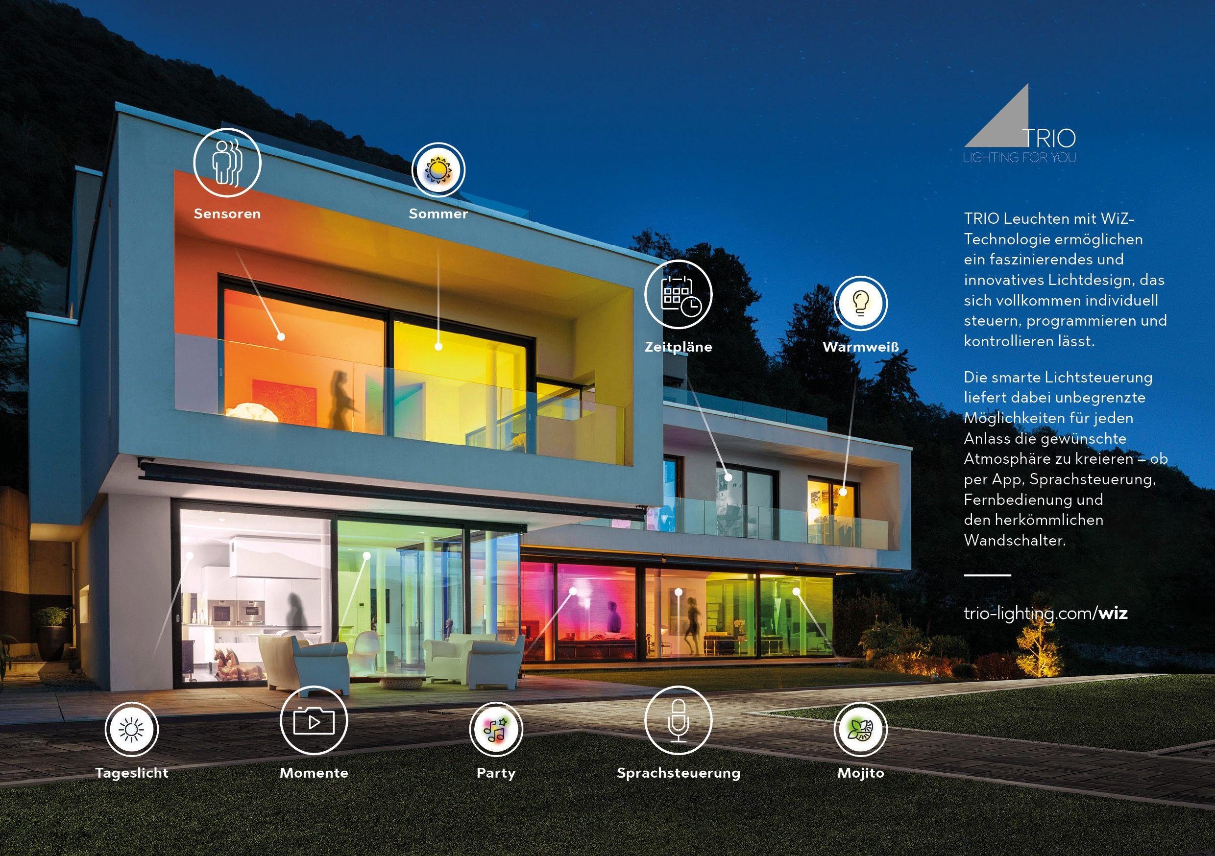 TRIO Leuchten LED Deckenleuchte CHARLY, moderne Mit Home Tageslichtweiß, Smart LED Neutralweiß, eine Home, WiZ-Technologie Kaltweiß, Leuchtdauer Smart einstellbar, Lösung fest integriert, Dimmfunktion, Bewegungsmelder, für Warmweiß