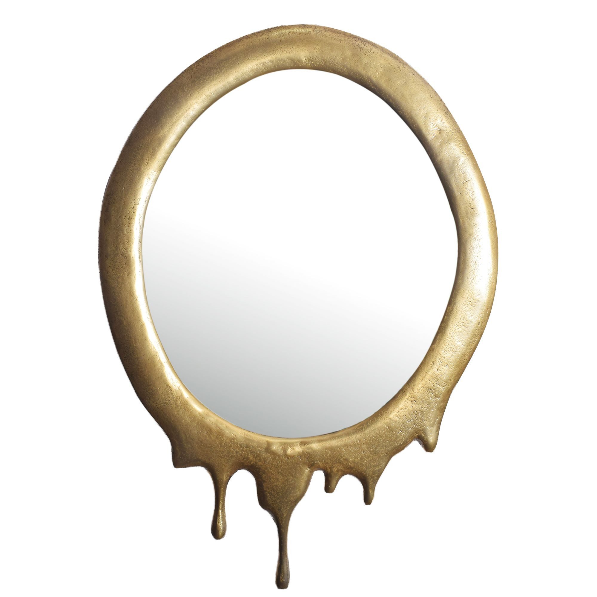 furnicato Spiegel Wandspiegel oval 50x71 cm Goldfarben (1-St), Handgefertigtes Unikat als Flurspiegel mit Tropf-Optik für die Wand