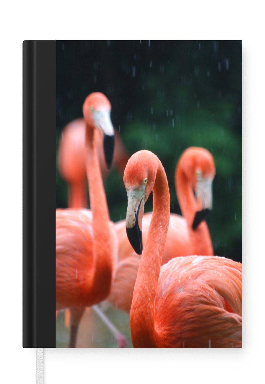 Neue beliebte Modelle MuchoWow Notizbuch Flamingos im Regen, 98 Seiten, Journal, A5, Merkzettel, Tagebuch, Haushaltsbuch Notizheft