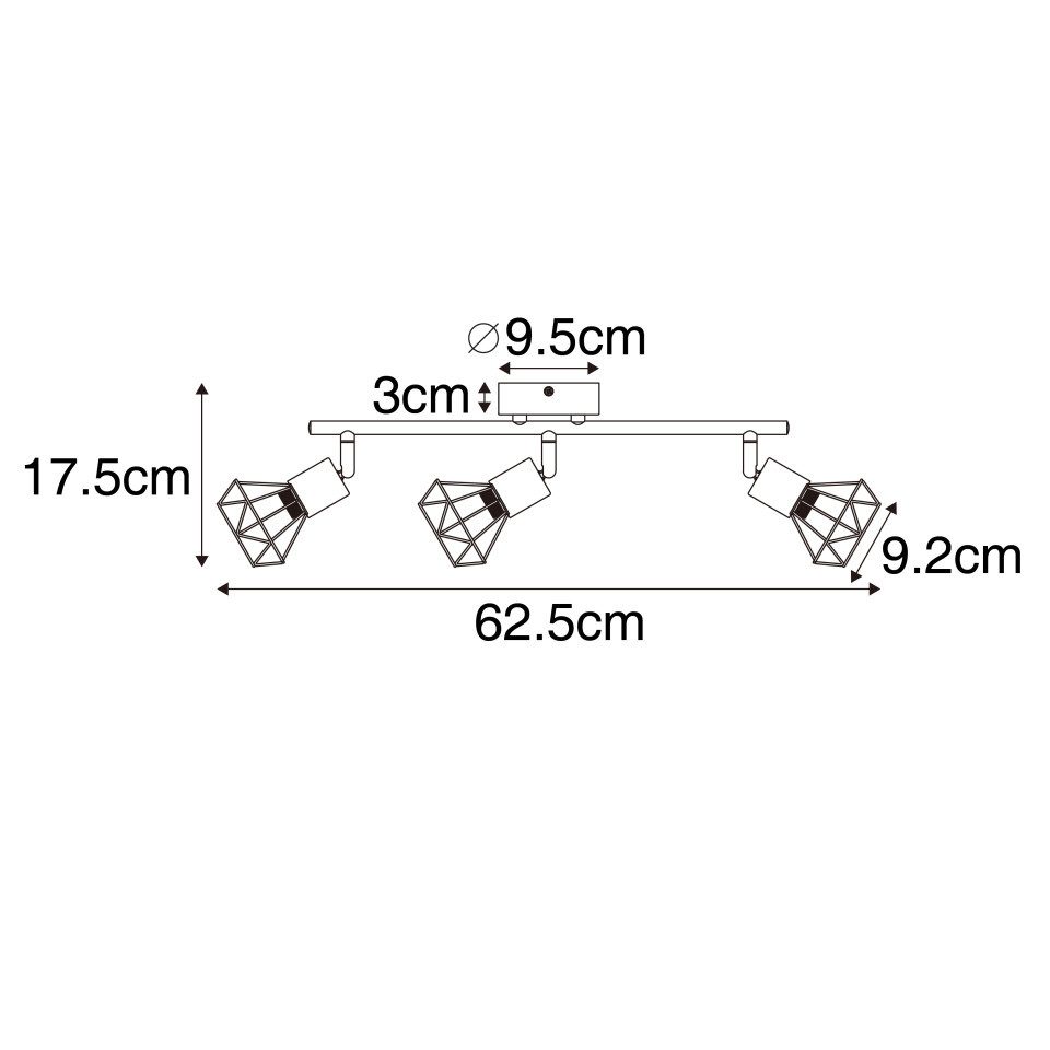 Qazqa LED Aufbaustrahler Mosh, ohne Leuchtmittel, Warmweiß, QAZQA Aufbau­spot, e14, Braun, Stahl, Industrie