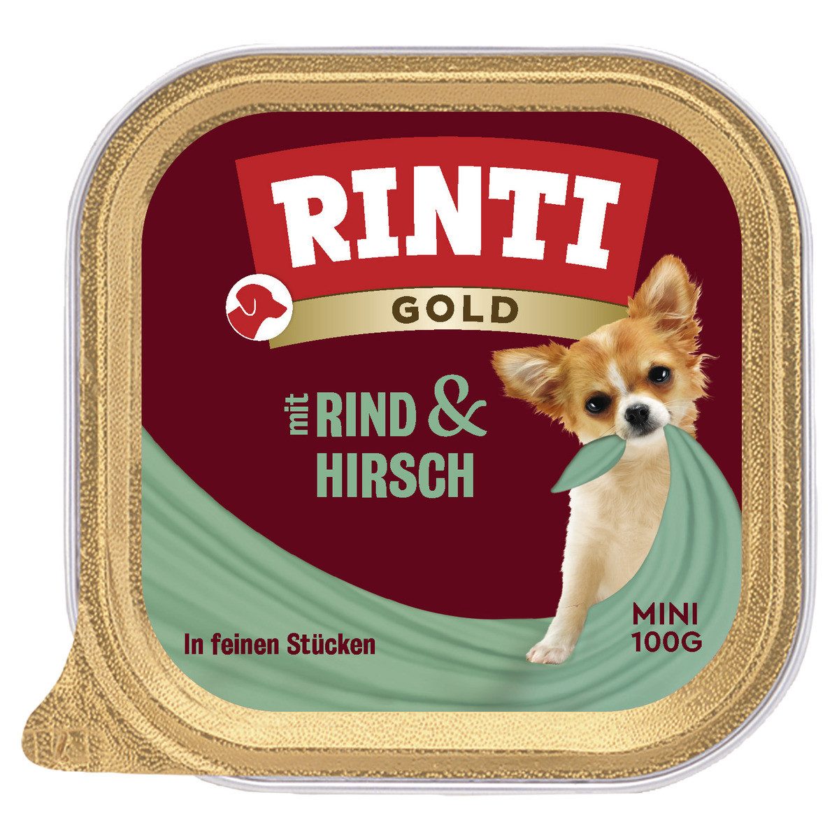 Rinti Gold Mini mit Rind & Hirsch 100 g - 16 Stück, Nassfutter für: Hund