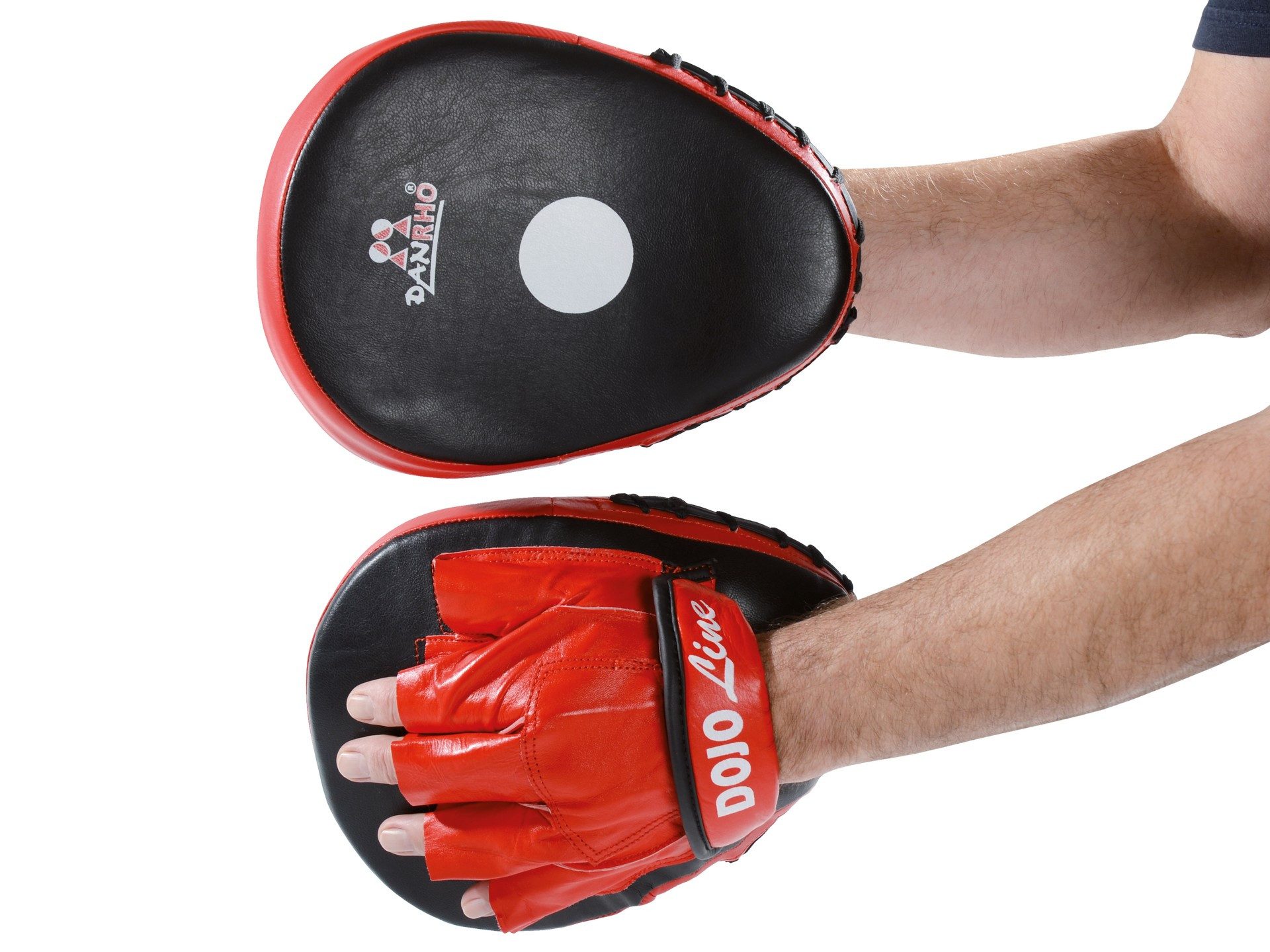 Danrho Pratze Dojo-Line Coaching Mitt krumm Handpratzen Schlagpolster Trainerpratzen, Paar, Mischung Kunst- und Echtleder, alle Arten Kampfsporttraining