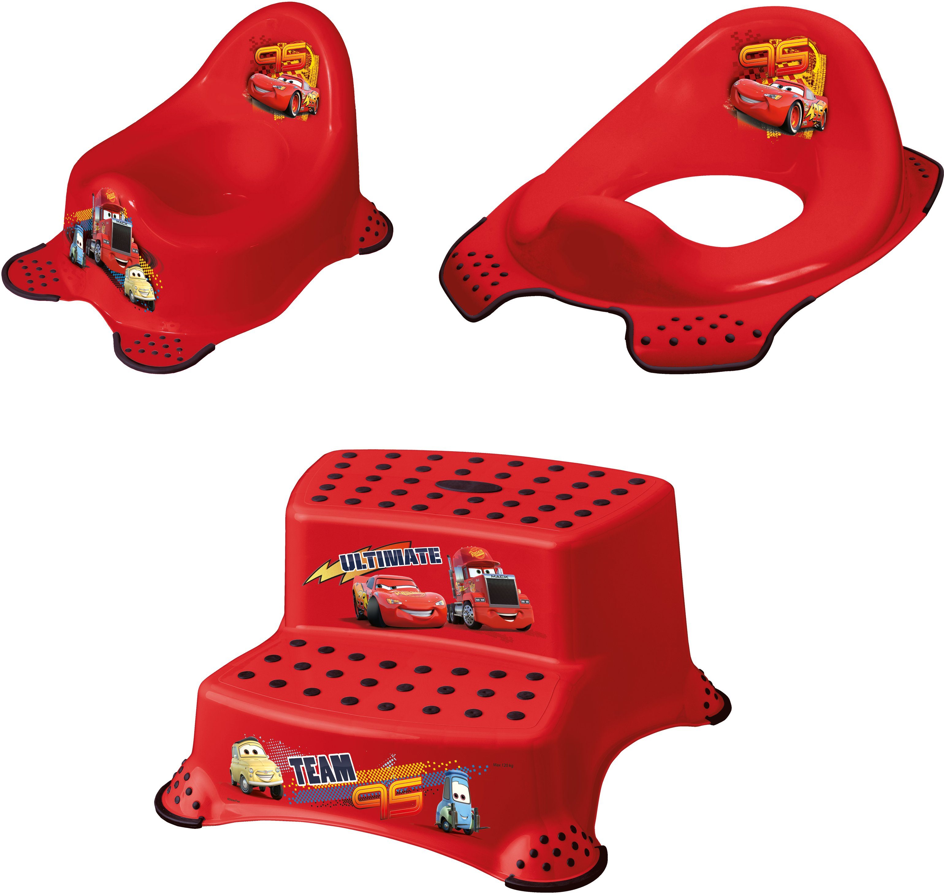 keeeper Töpfchen Cars, kirschrot, (Set), Kinderpflege-Set - Töpfchen, Toilettensitz und Tritthocker