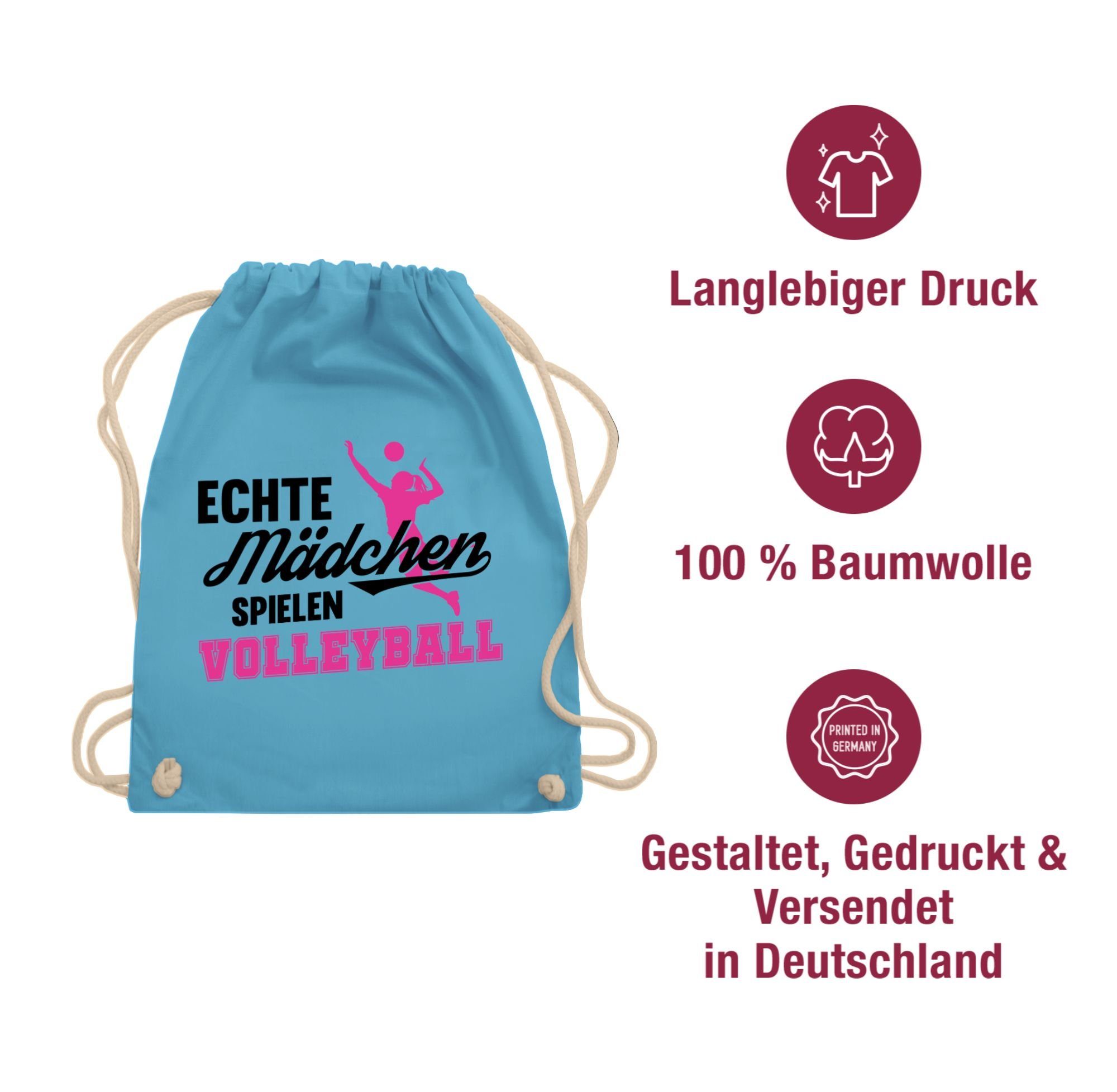 Shirtracer Turnbeutel Echte Mädchen spielen Volleyball schwarz / fuchsia, Volleyball Geschenke