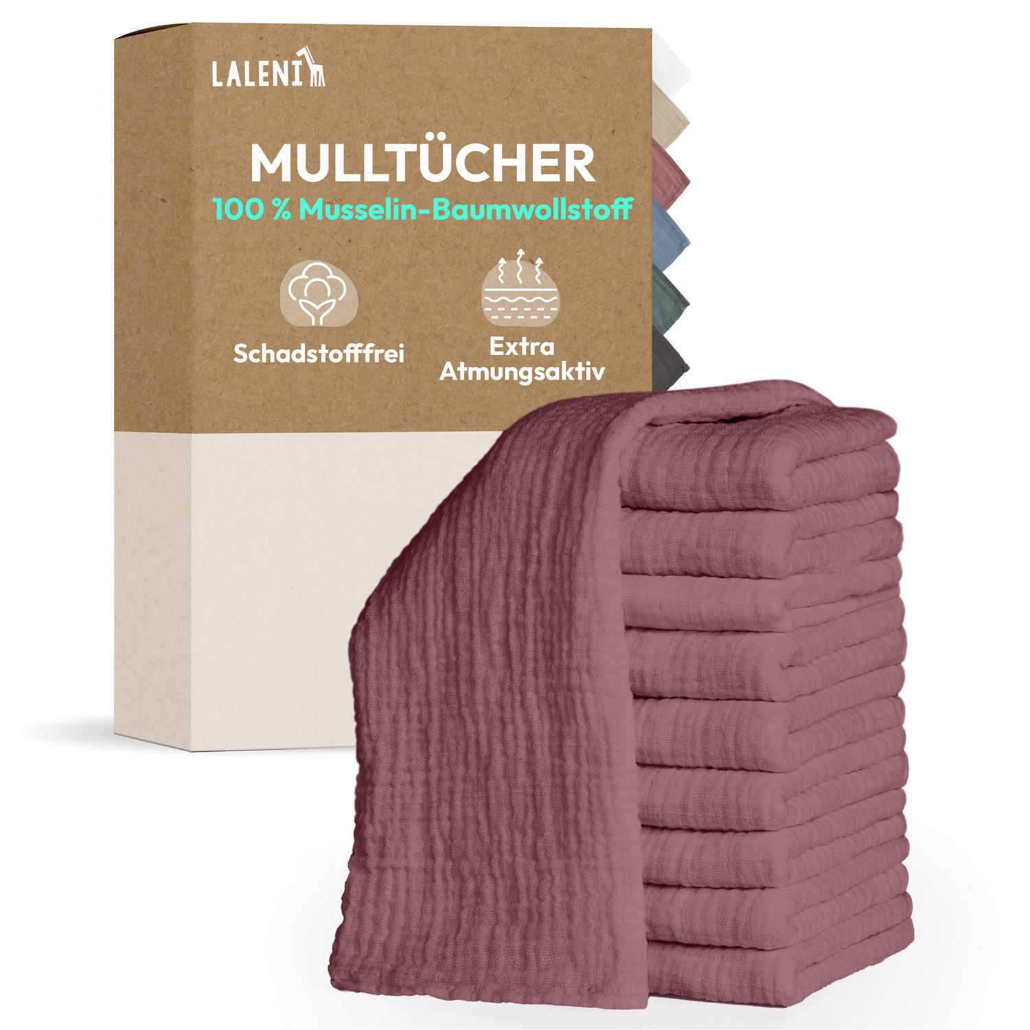 Laleni Spucktuch Spucktücher Baby aus Reiner Baumwolle in 70x70, (5-tlg), OEKO-TEX Zertifizierte Mulltücher