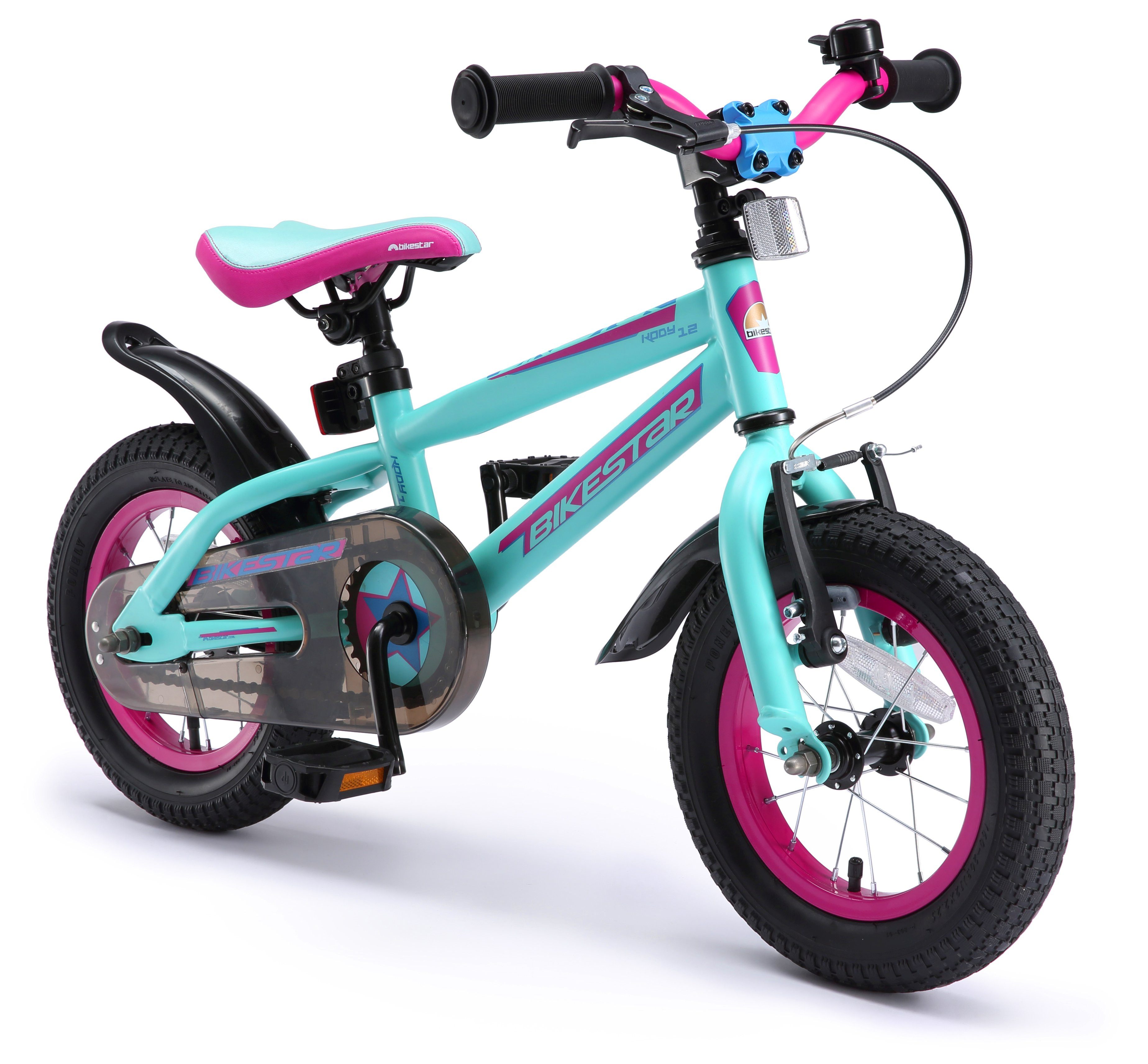Bikestar Kinderfahrrad Urban Jungle, 12 Zoll, ab 82 cm, 3 - 5 Jahre, Jungen, Mädchen, 1 Gang, Handbremse, Rücktrittbremse, Kettenschutz, Höhenverstellbar