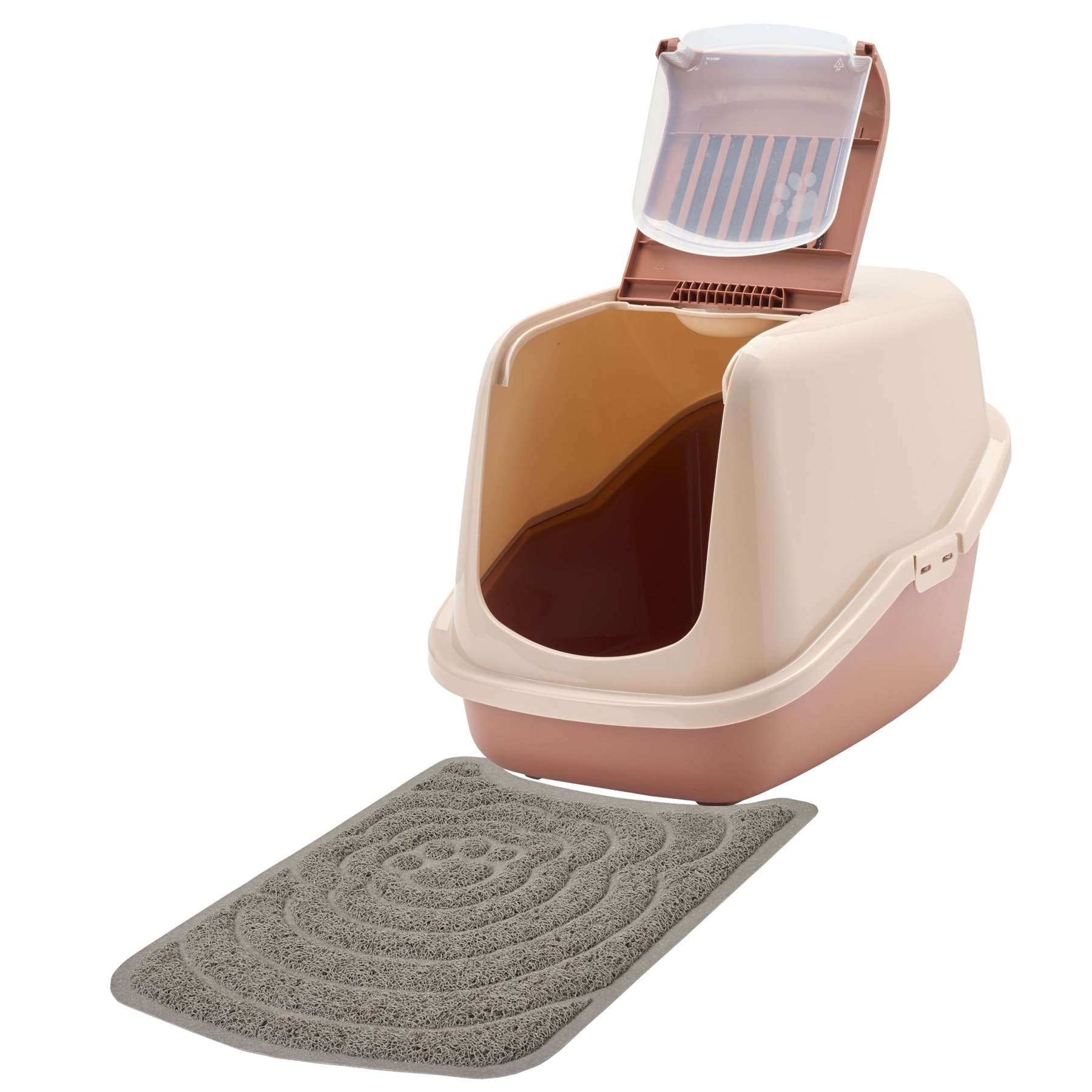 Katzentoilette Sparpack Katzenklo Haubentoilette NESTOR toskana + Vorlegematte