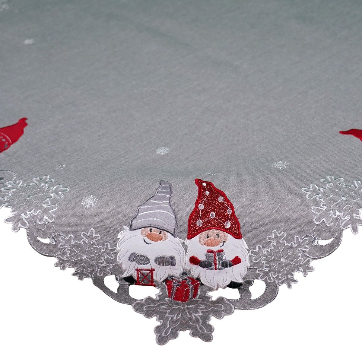 Tischdecke Tischdecke AMIRA Weihnachten Wichtel Polyester hellgrau 85 x 85 cm