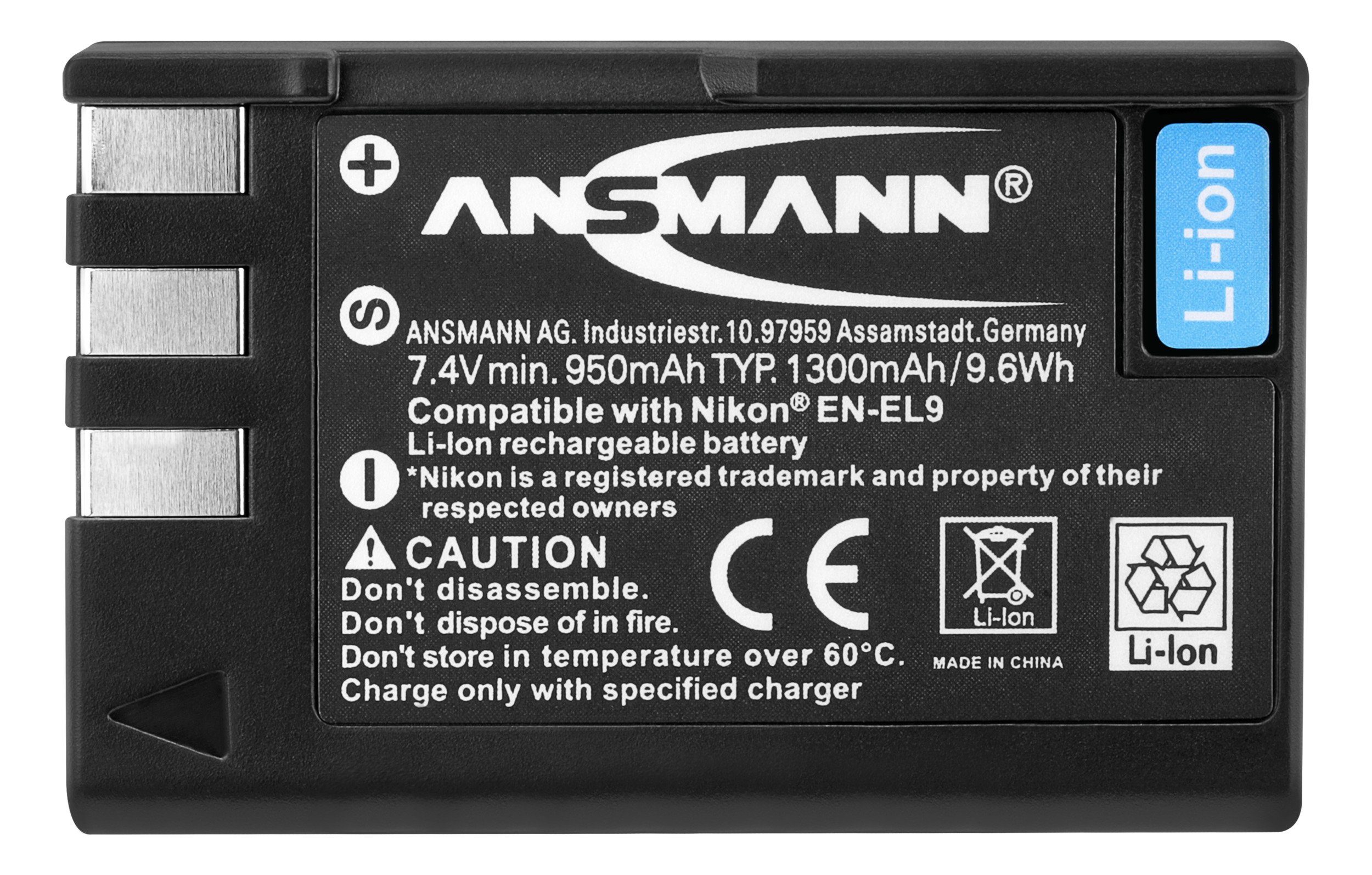 ANSMANN® 5044133/05 A-NIK EN EL Digicam mAh 1100 Akku 7,4V/1100 mAh für V) (7.4 Nikon Li-Ion Kamera-Akku 9