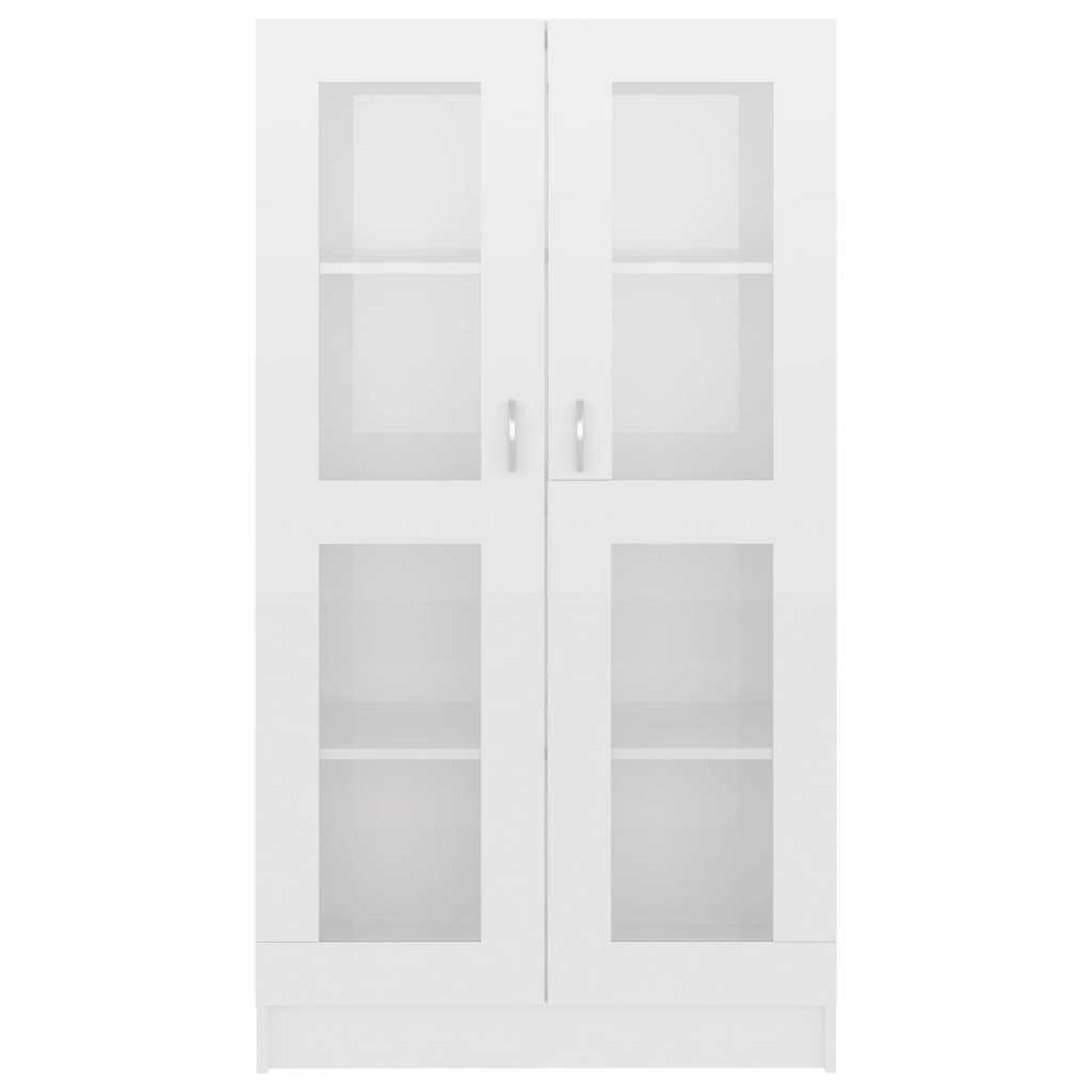 Hochglanz-Weiß Vitrinenschrank Bücherregal cm furnicato Holzwerkstoff 82,5x30,5x150