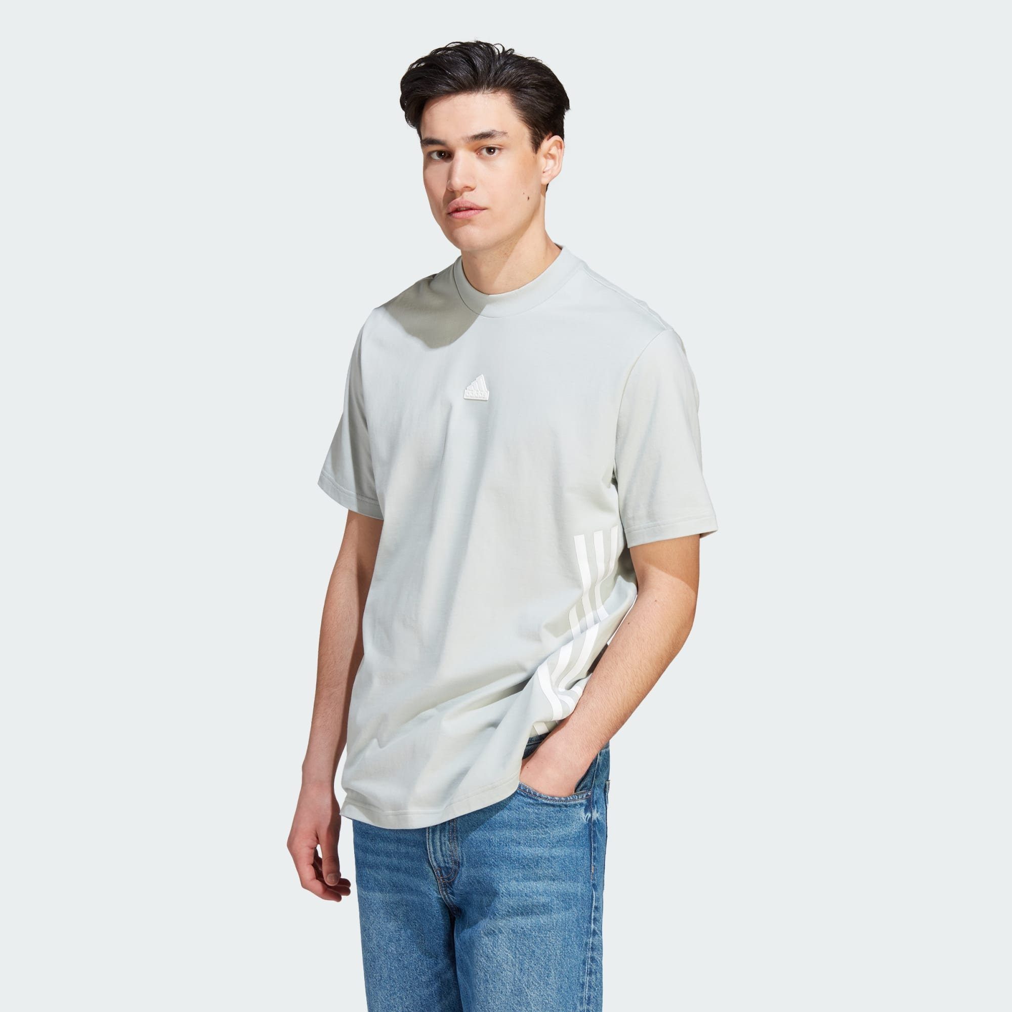 / 3-STREIFEN T-Shirt ICONS Wonder Silver FUTURE White T-SHIRT adidas Sportswear