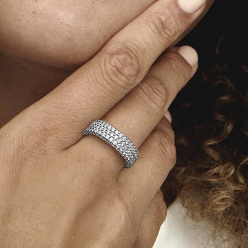 Pandora Fingerring Dreireihiger Pavé Ring von PANDORA aus Sterlingsilber mit Zirkonia