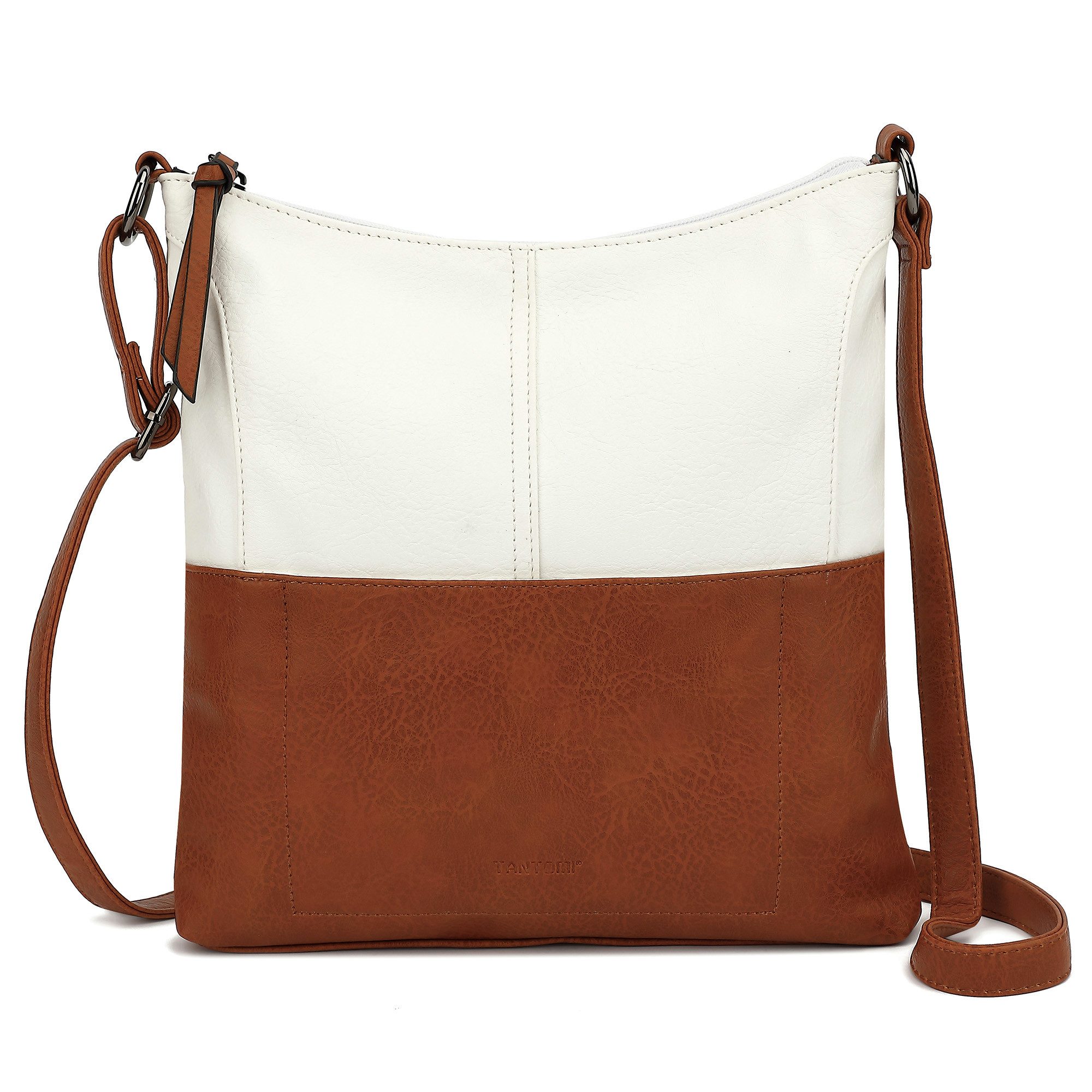 TAN.TOMI Schultertasche Handtasche Damen Shopper Tasche Crossbody Bag Freizeit leicht, PU Leder shopper mit Reißverschluss für College Arbeit Einkauf