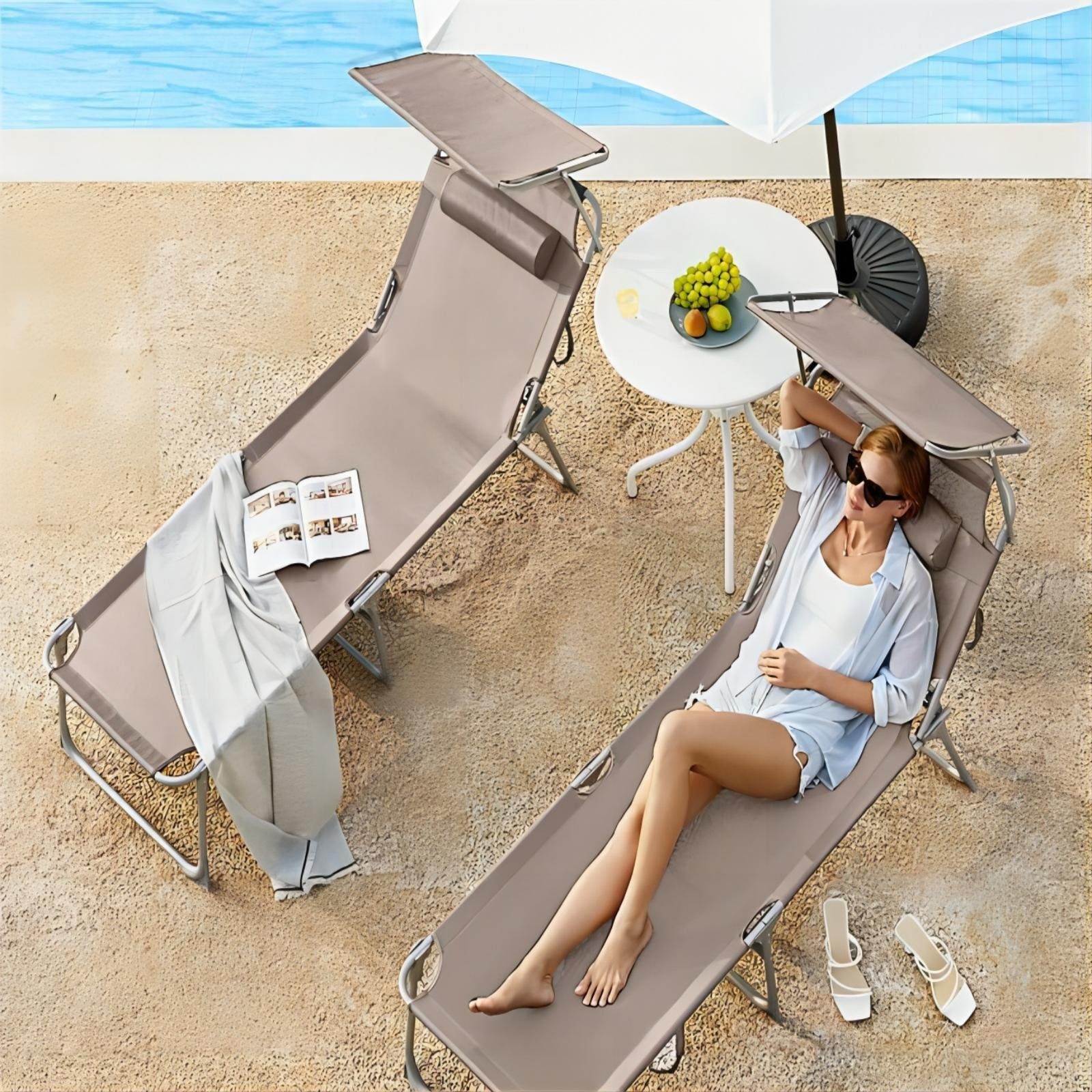 SONGMICS Gartenliege, 2 St., klappbarer Liegestuhl,193x53x29cm,mit günstig online kaufen