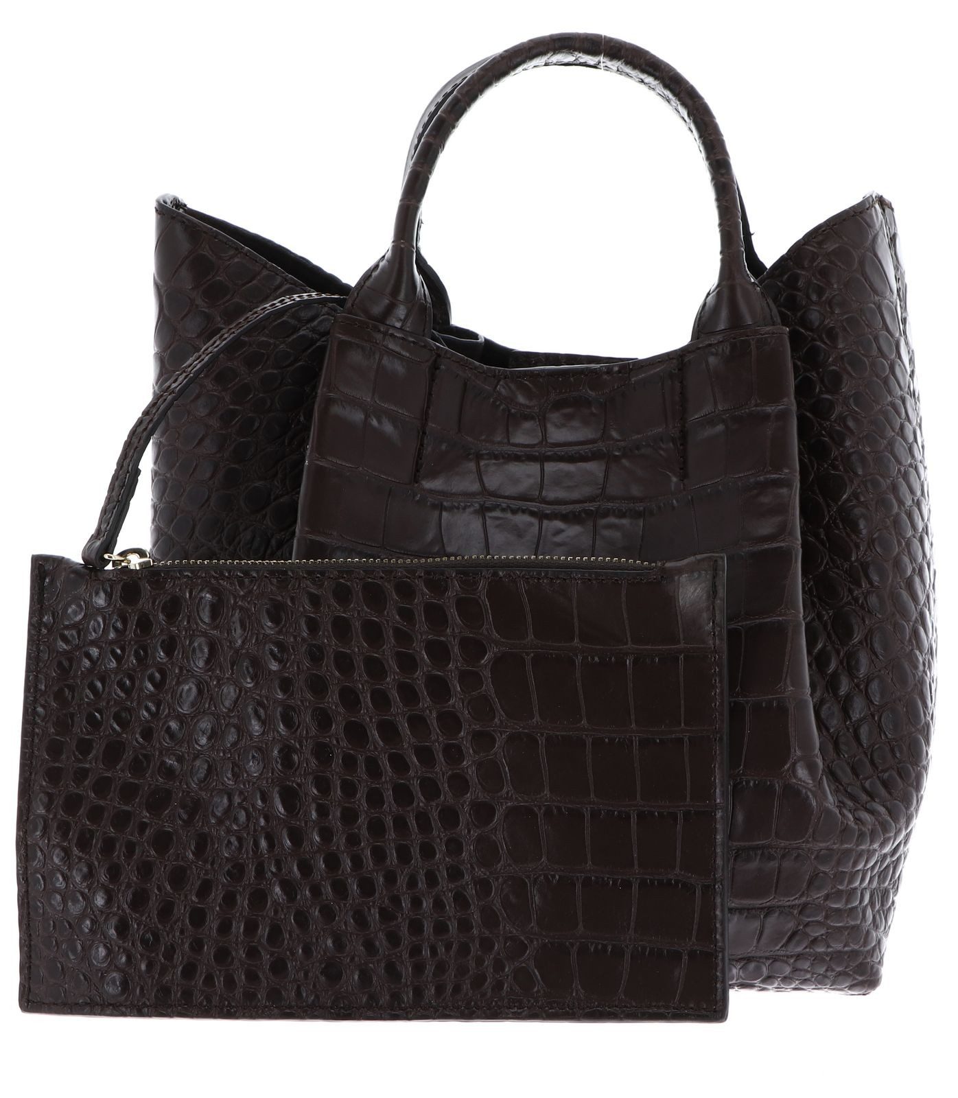 Abro Schultertasche Shopper Essential (Set, 2-tlg), aus echtem Leder