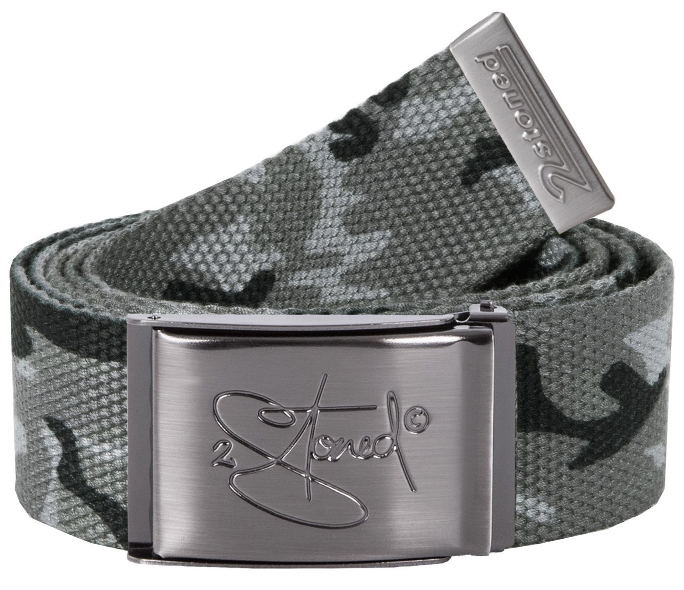 2Stoned Koppelgürtel Canvas Belt Camouflage, Schnalle Matt Classic, 4 cm breit, 120 cm lang individuell kürzbar