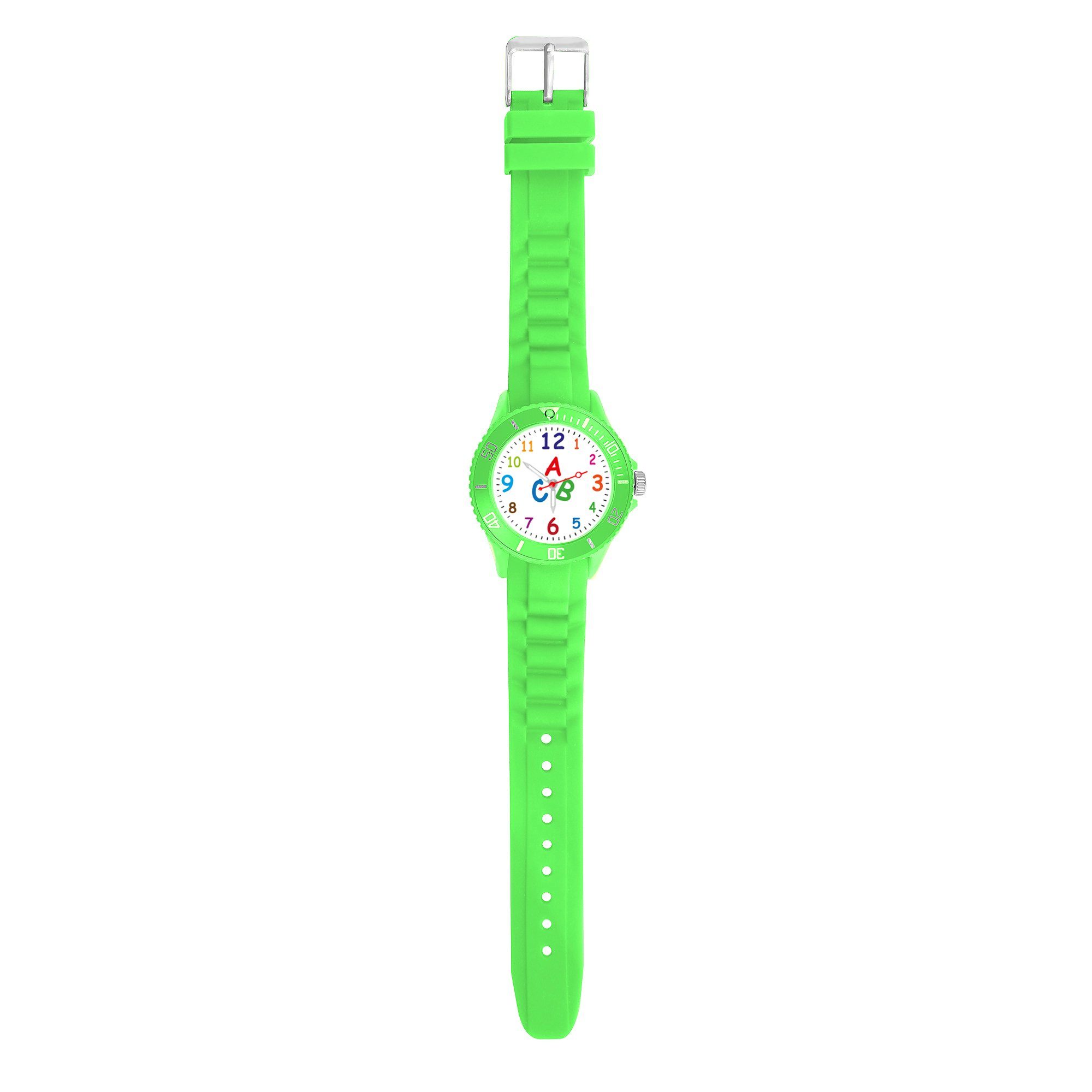 Taffstyle Quarzuhr Kinder Armbanduhr Silikon Lernuhr Zahlen Uhr Bunt, Bunte ABC Silikonuhr Farbige Sportuhr Kinderuhr 34mm Analog Quarz