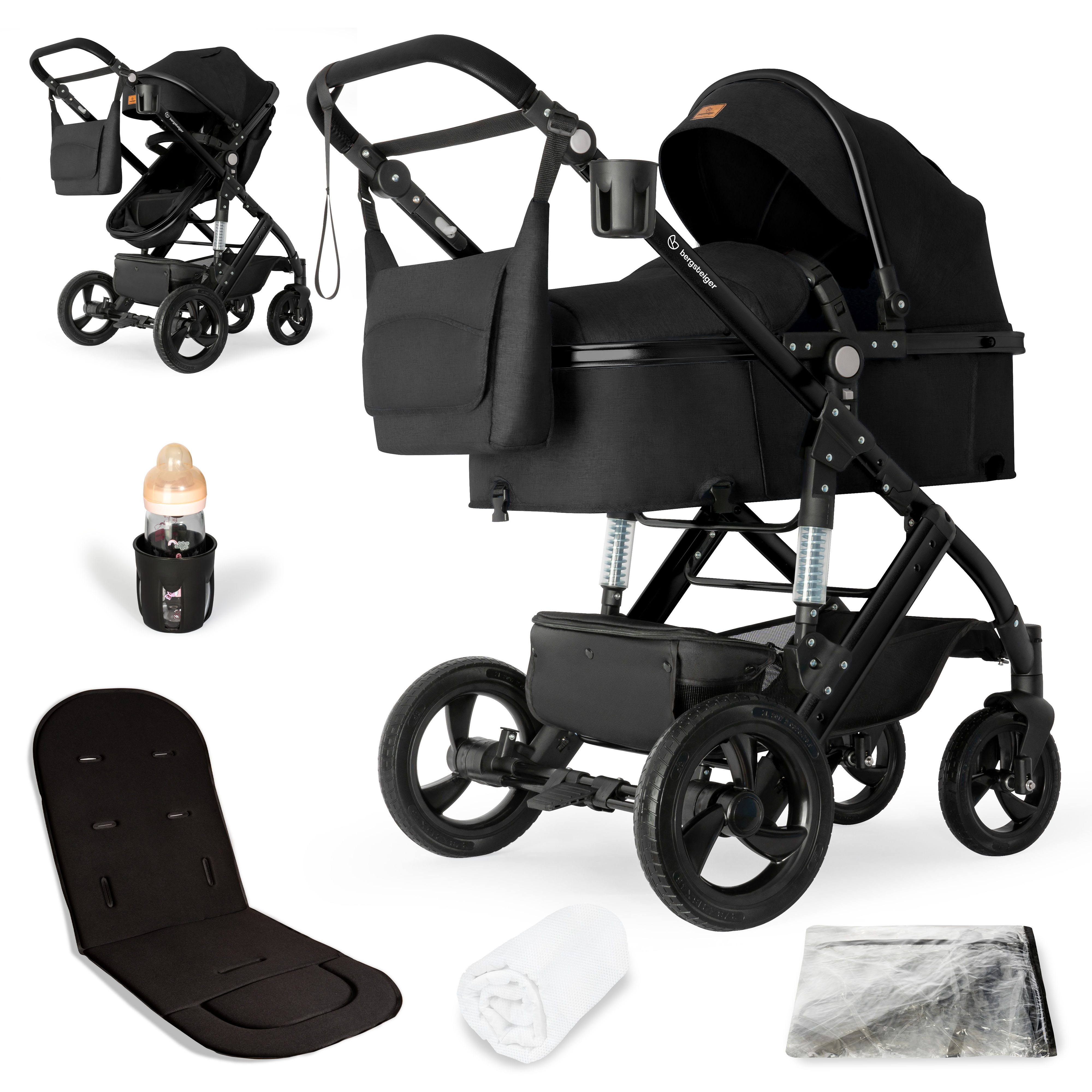 bergsteiger Kombi-Kinderwagen Nizza 3 in 1 Kinderwagen, Auto-Babyschale & Isofix Station optional